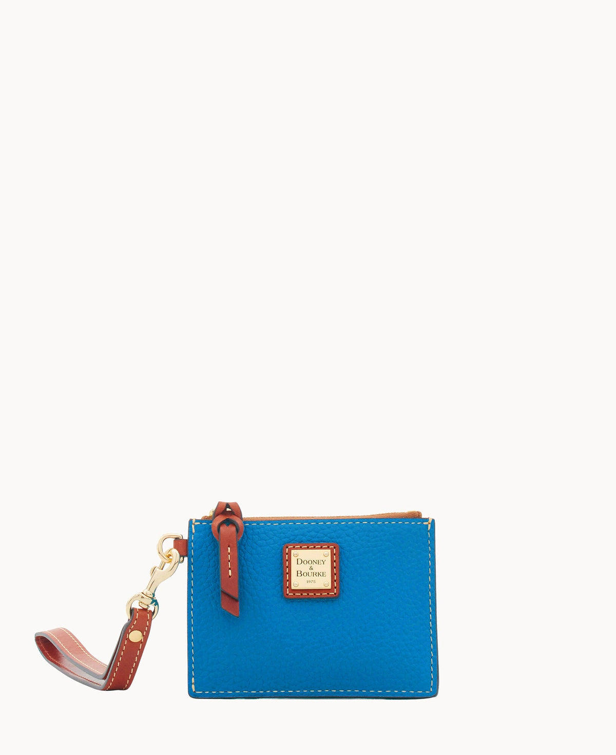 Pebble Grain Zip Top Card Case Wristlet - Persian Blue