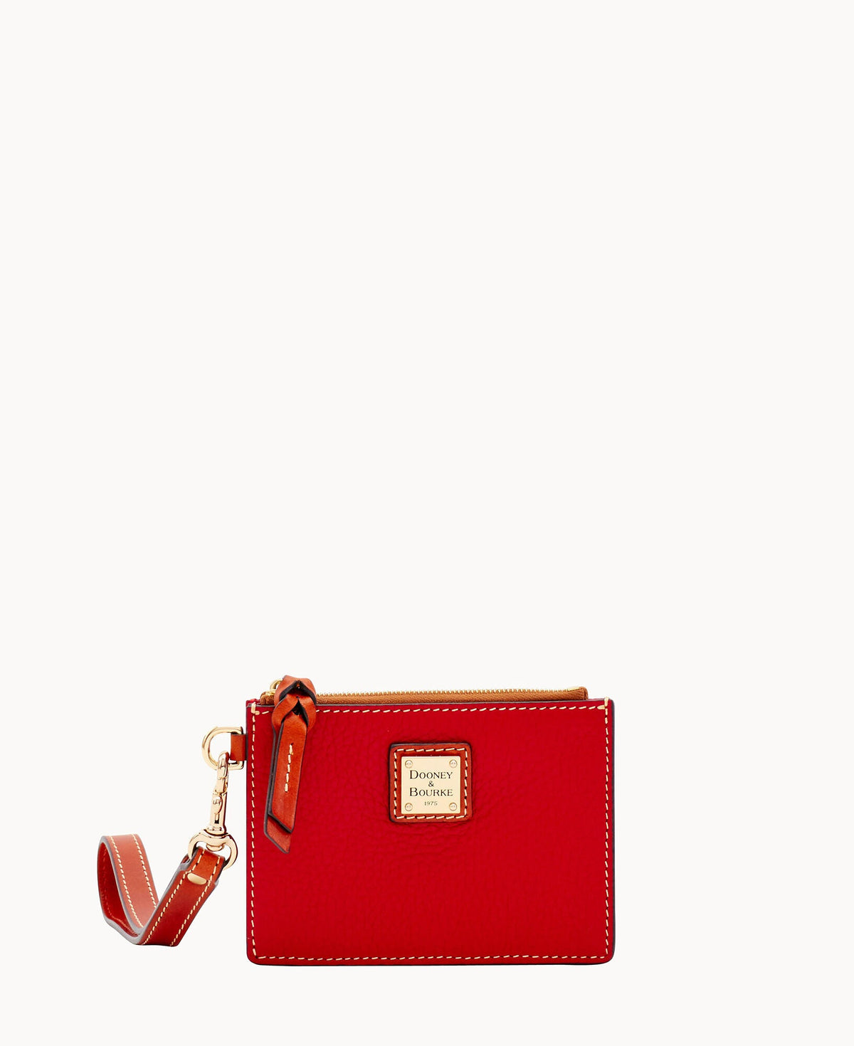 Pebble Grain Zip Top Card Case Wristlet - Red