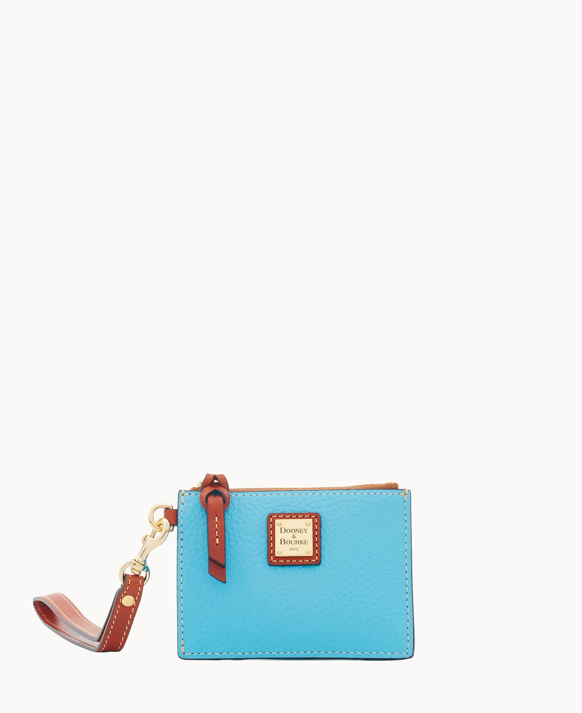 Pebble Grain Zip Top Card Case Wristlet - Sky Blue