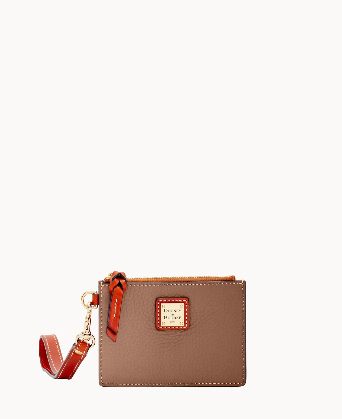 Pebble Grain Zip Top Card Case Wristlet - Sand