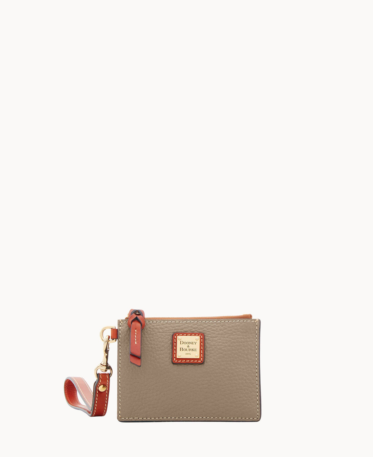 Pebble Grain Zip Top Card Case Wristlet - Taupe