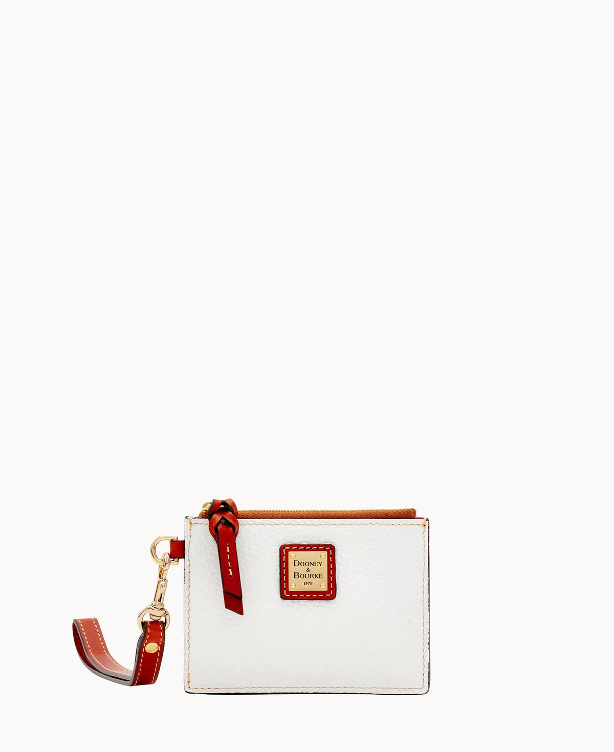 Pebble Grain Zip Top Card Case Wristlet - White