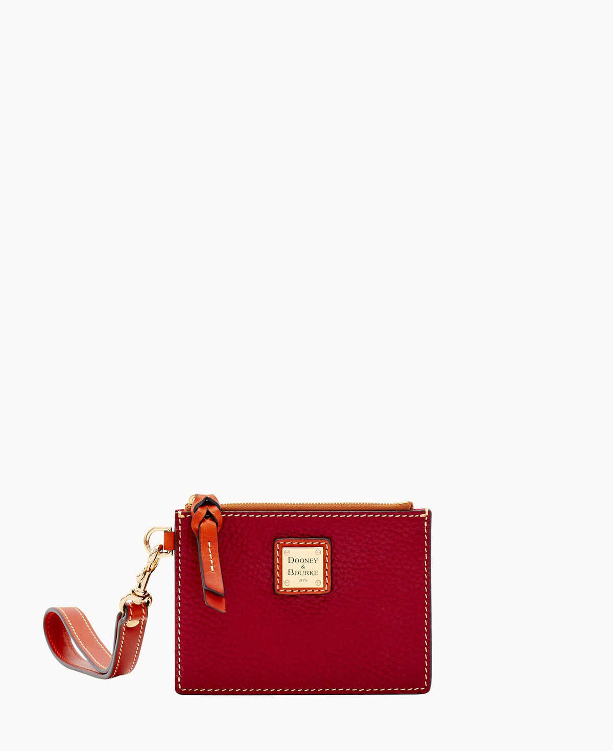 Pebble Grain Zip Top Card Case Wristlet - Wine