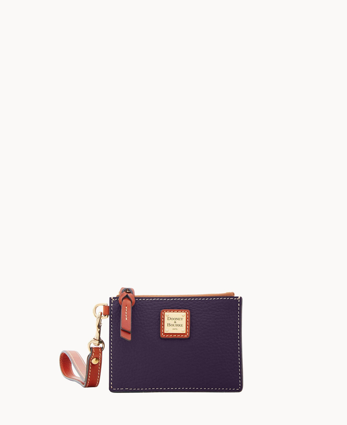 Pebble Grain Zip Top Card Case Wristlet - Plum Wine