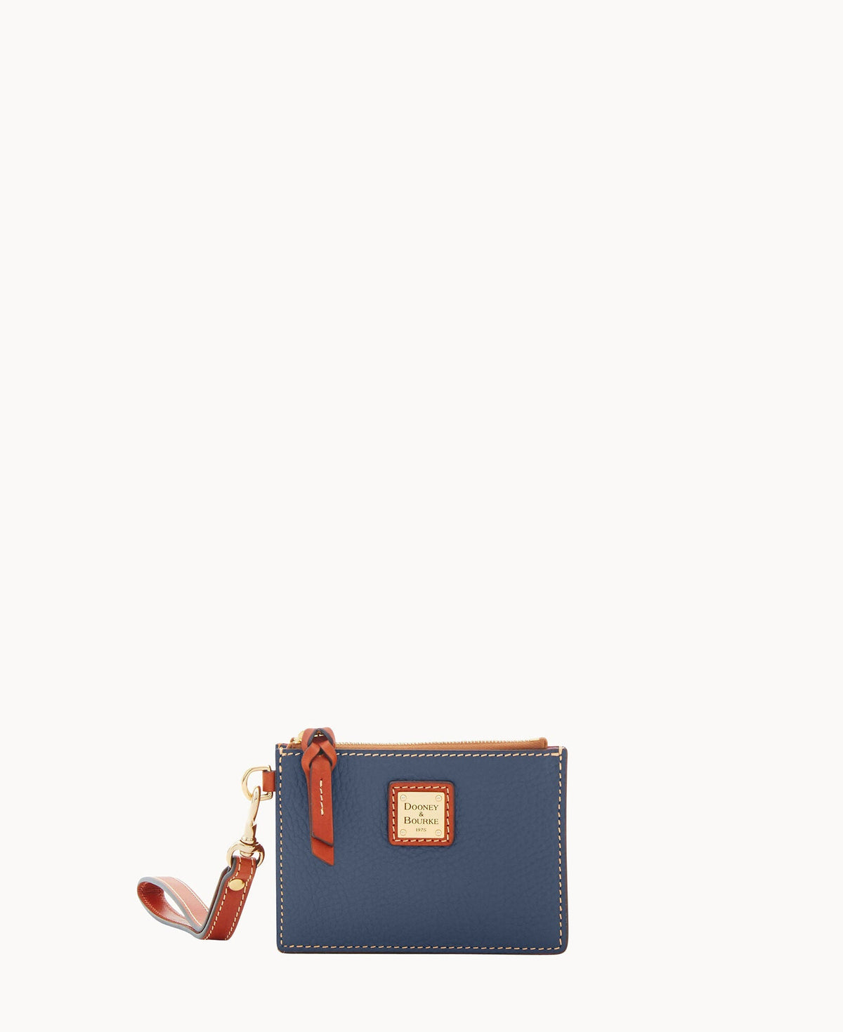 Pebble Grain Zip Top Card Case Wristlet - Steel Blue