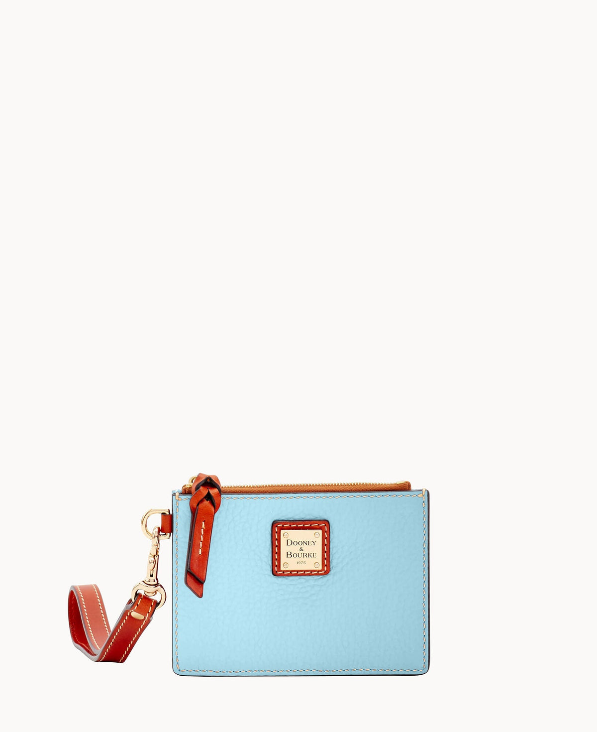 Pebble Grain Zip Top Card Case Wristlet - Caribbean Blue