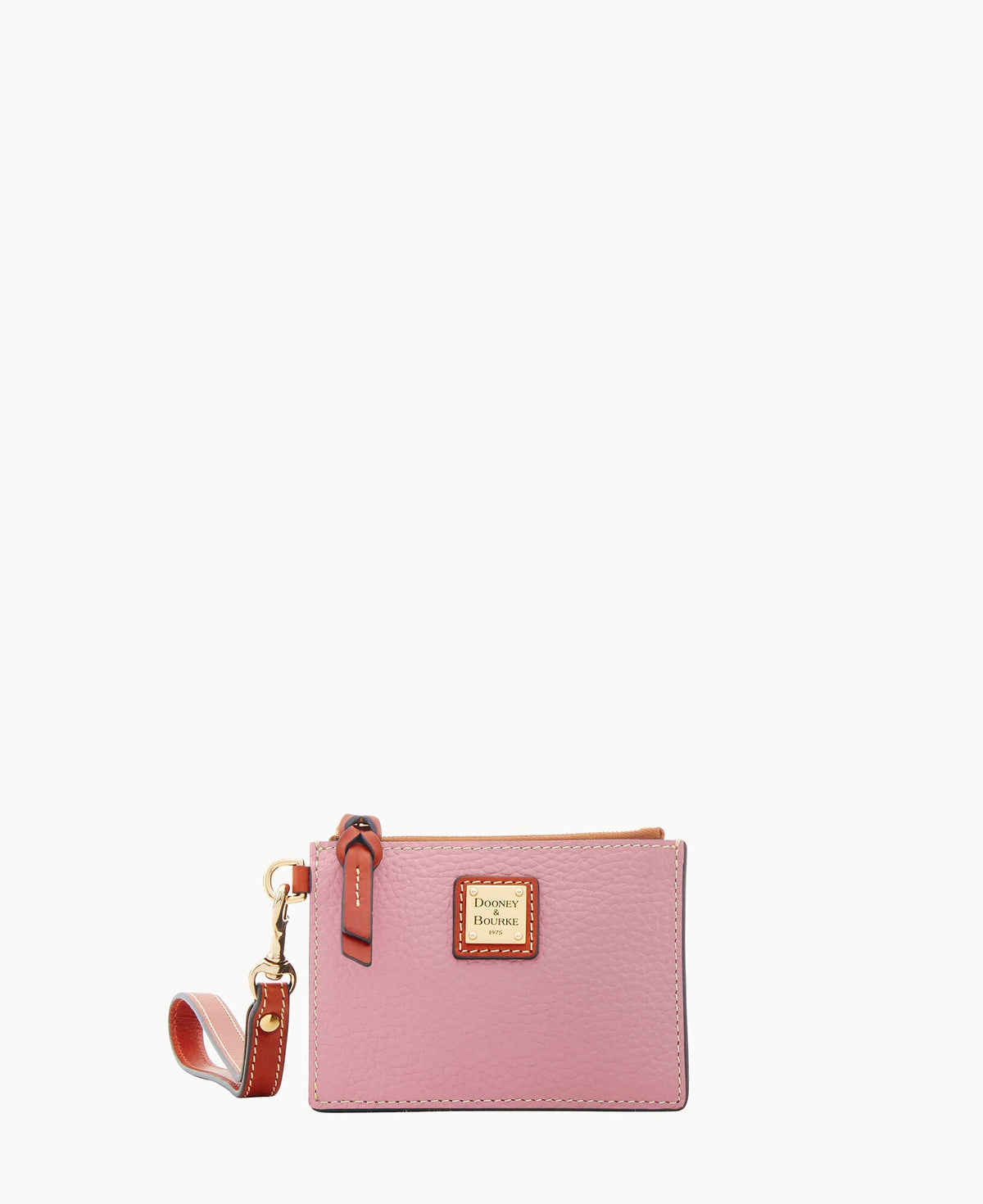 Pebble Grain Zip Top Card Case Wristlet - Mauve