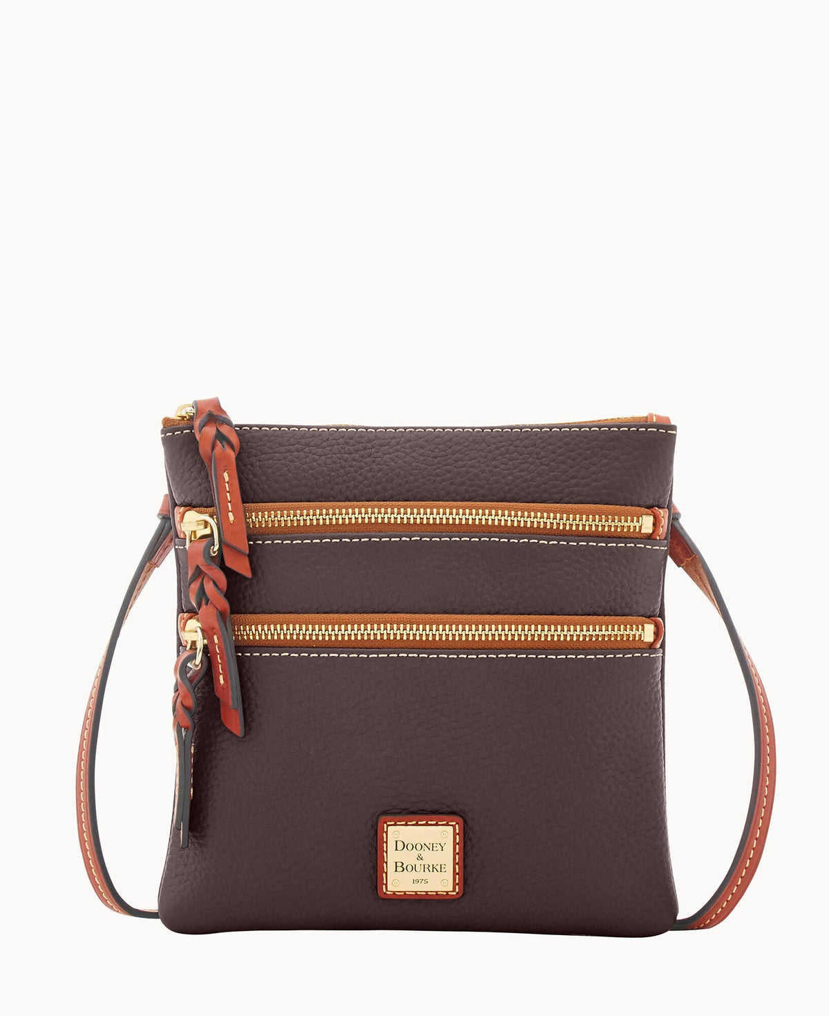 Pebble Grain North South Triple Zip - Brown Tmoro