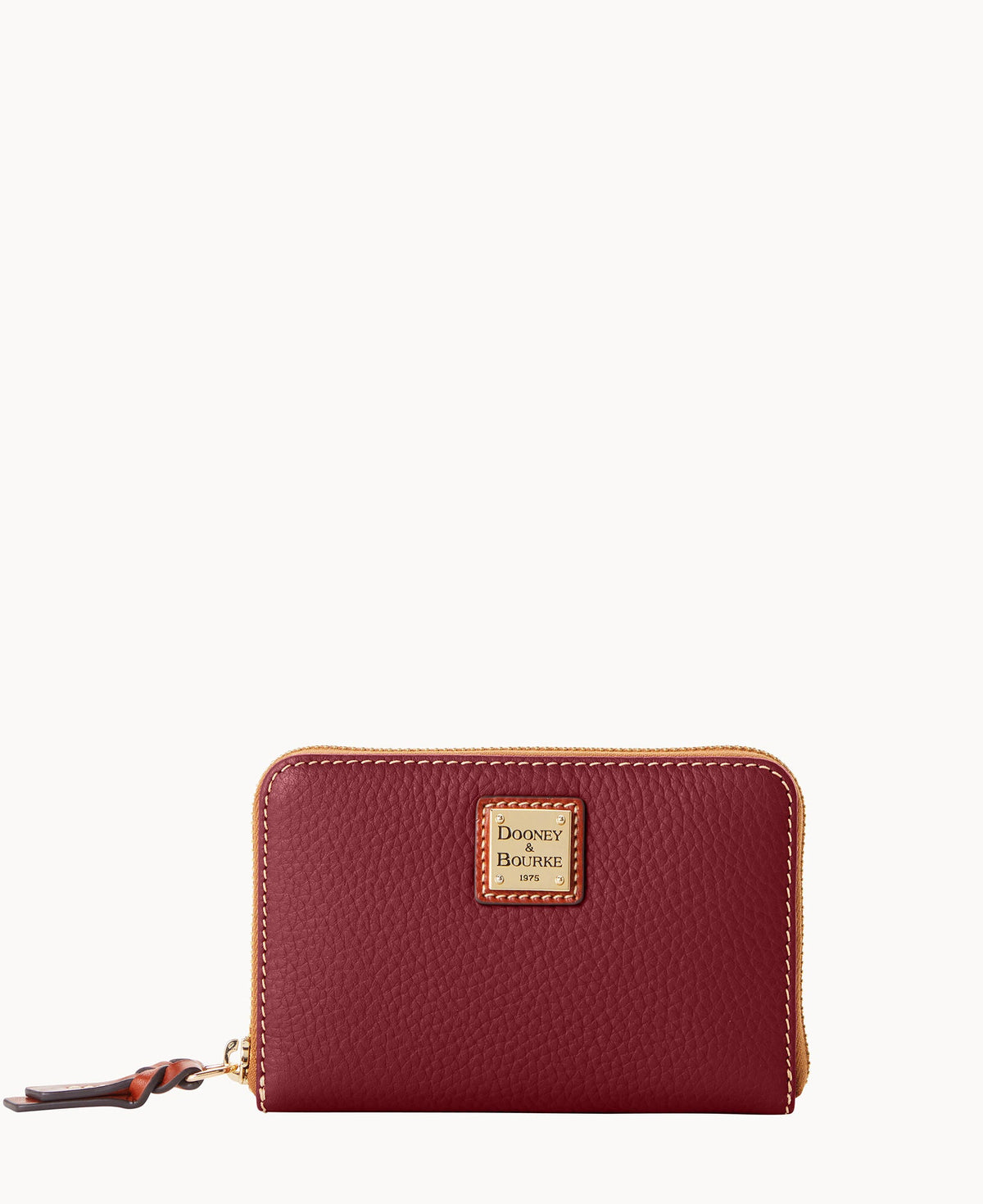 Pebble Grain Medium Zip Around Wallet - Bordeaux