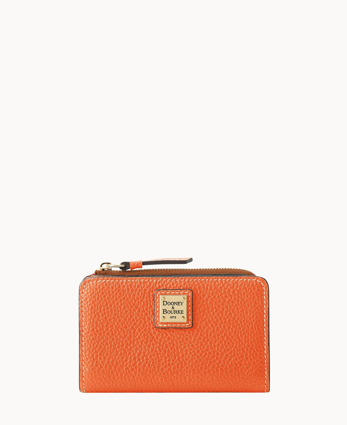 Pebble Grain Zip Credit Card Wallet 14 - Coral