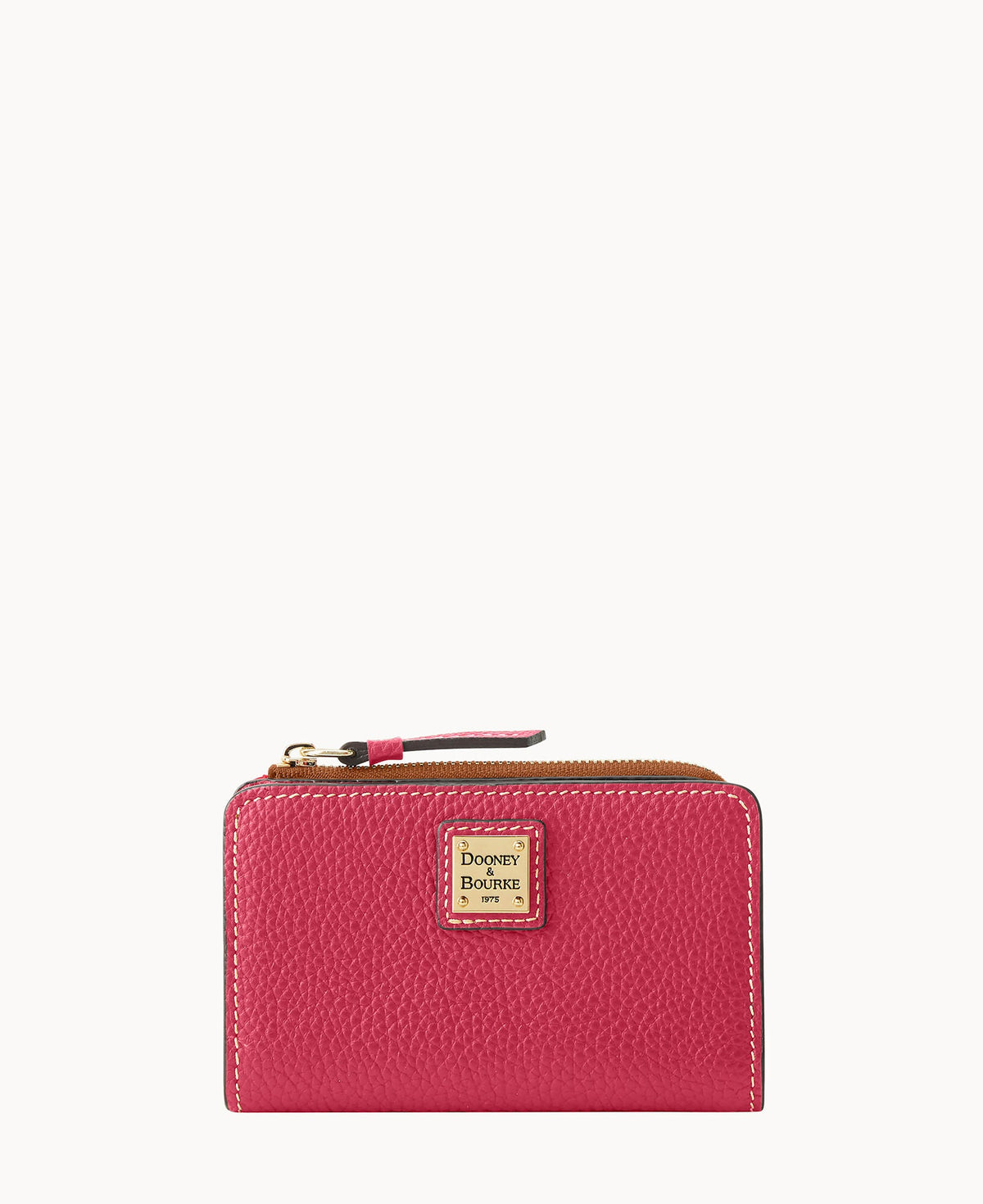 Pebble Grain Zip Credit Card Wallet 14 - Hot Pink