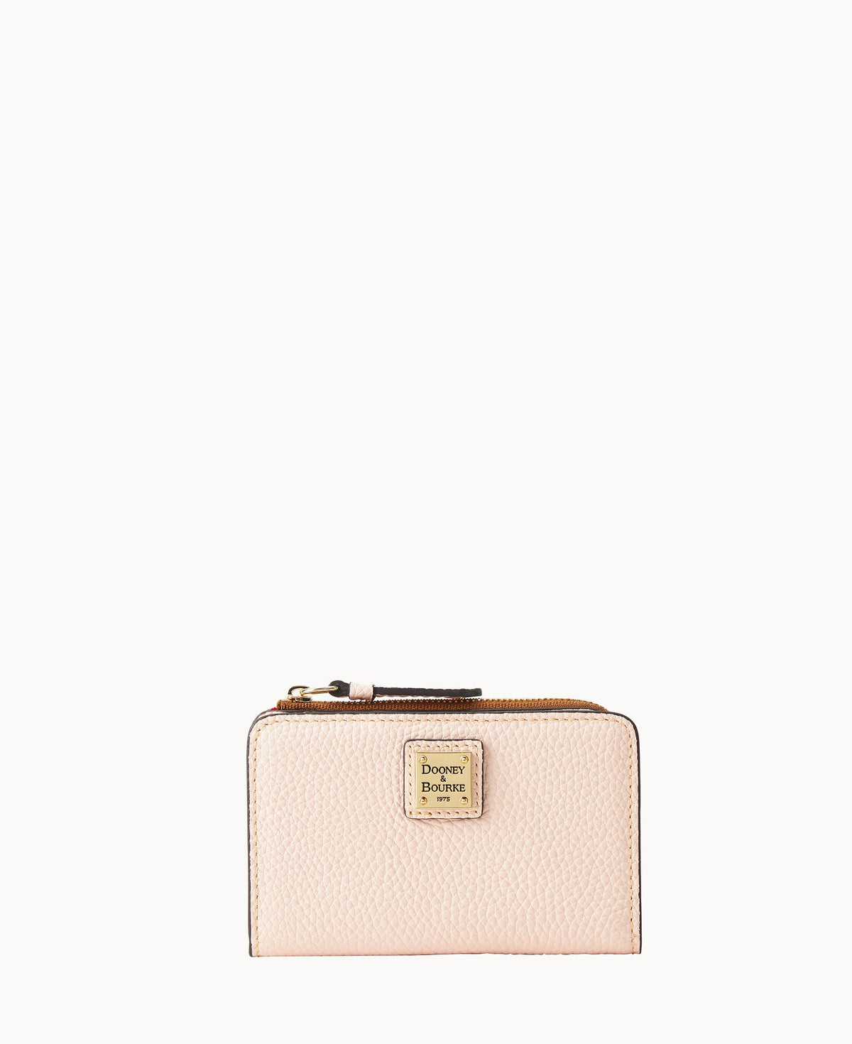 Pebble Grain Zip Credit Card Wallet 14 - Blush