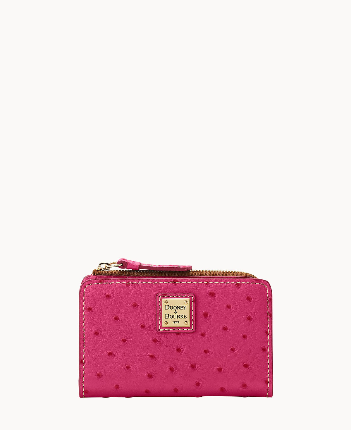 Ostrich Zip Credit Card Wallet 14 - Fuchsia