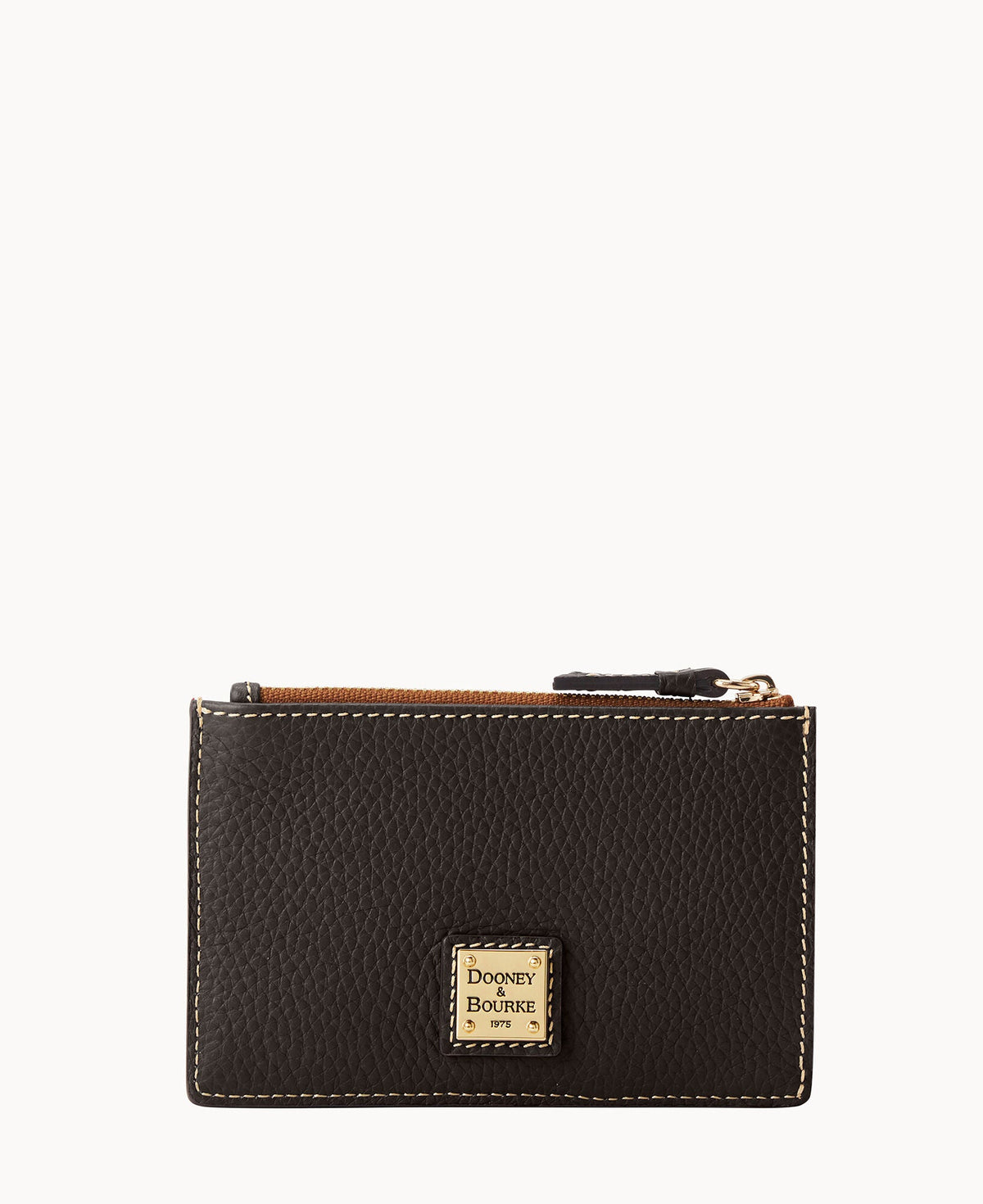 Pebble Grain Zip Credit Card Case - Brown Tmoro