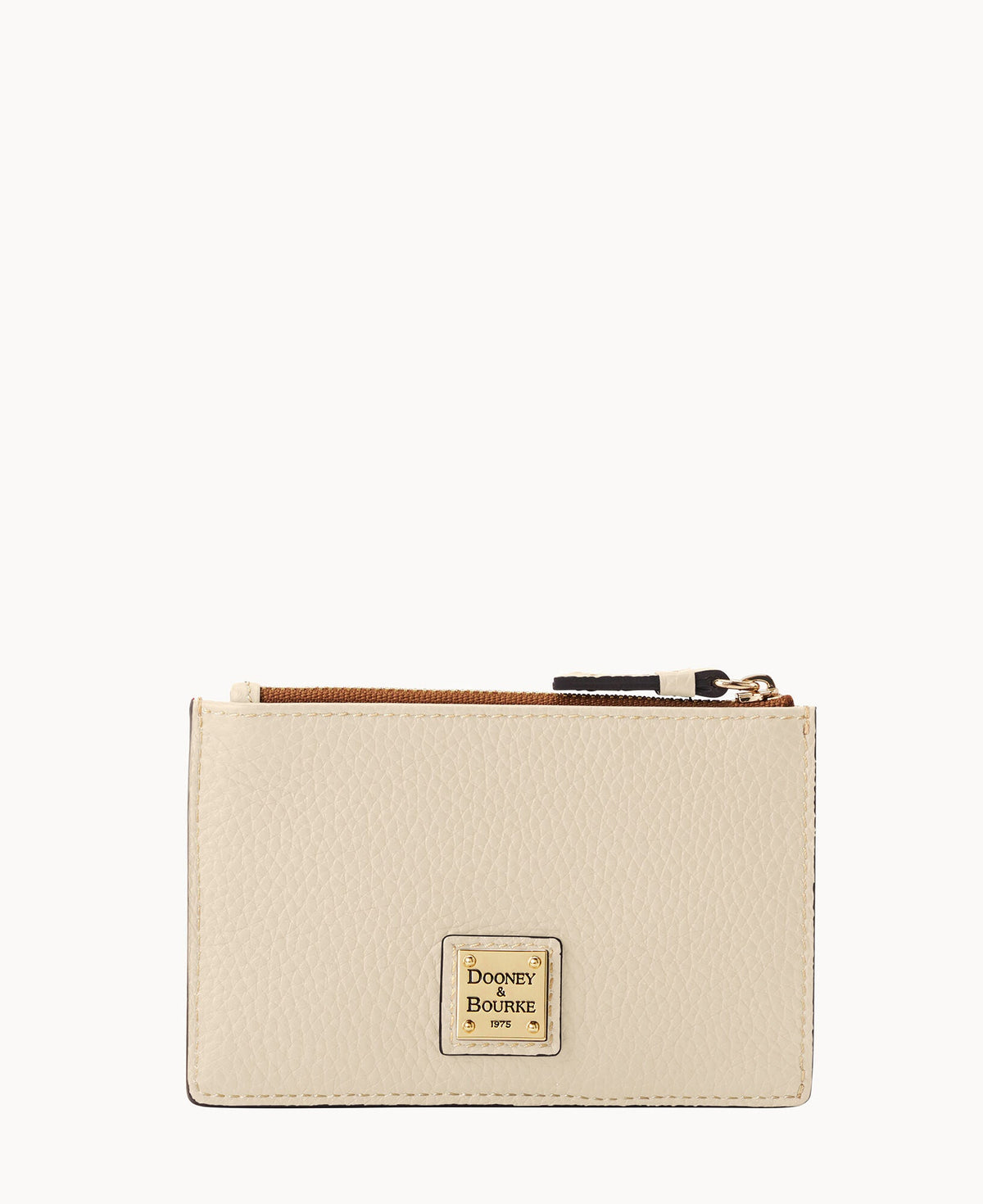 Pebble Grain Zip Credit Card Case - Bone Bone