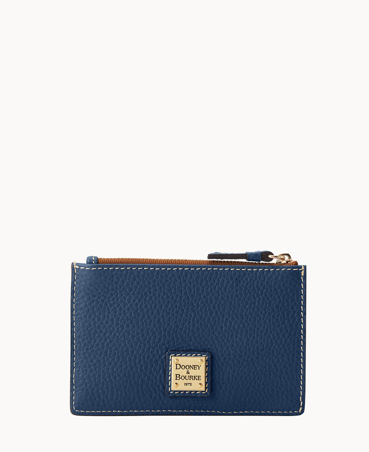 Pebble Grain Zip Credit Card Case - Jeans