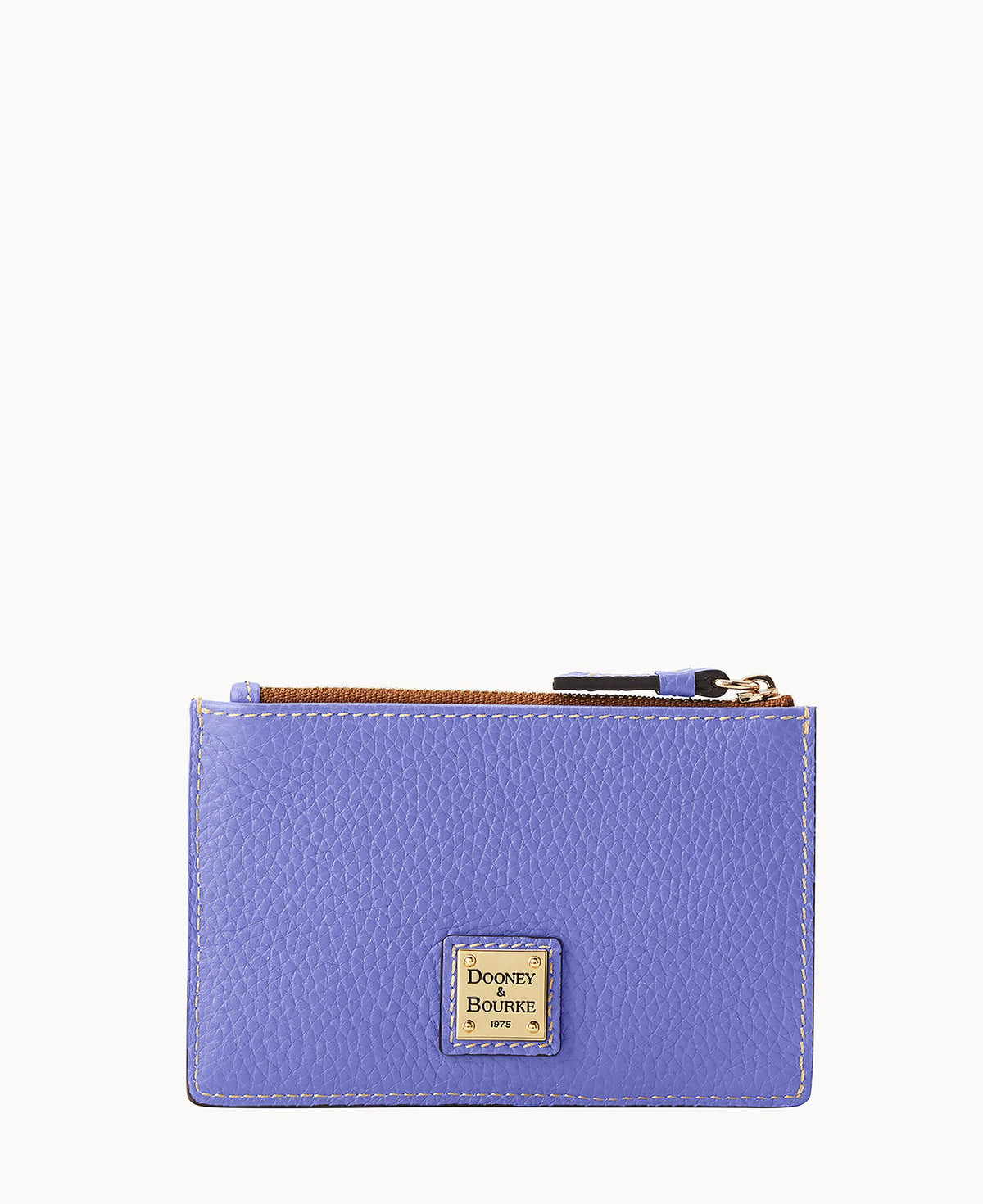Pebble Grain Zip Credit Card Case - Lavender