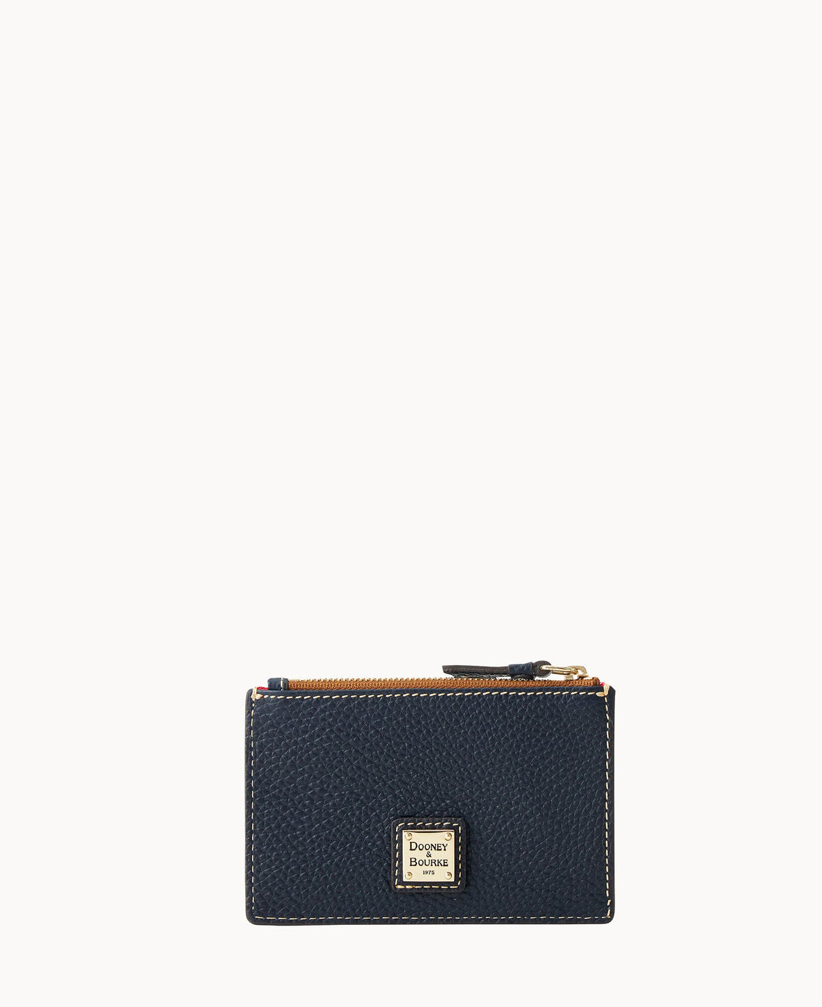 Pebble Grain Zip Credit Card Case - Midnight Blue