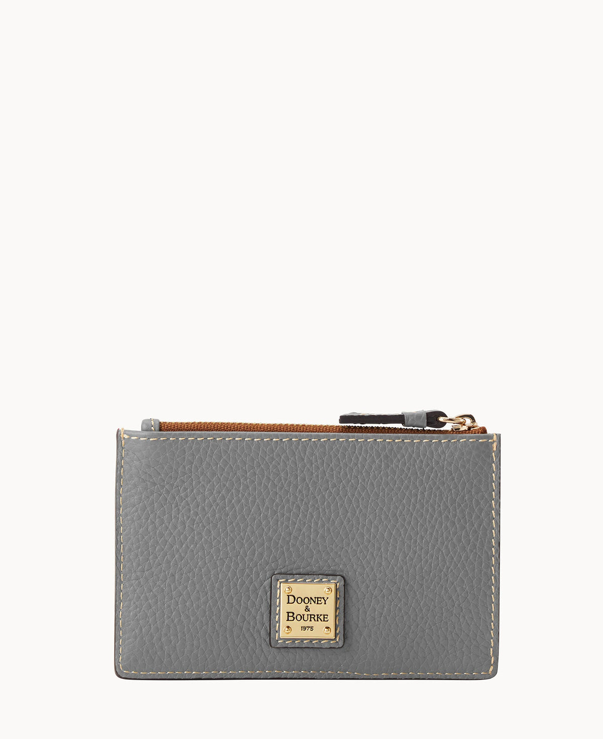 Pebble Grain Zip Credit Card Case - Smoke