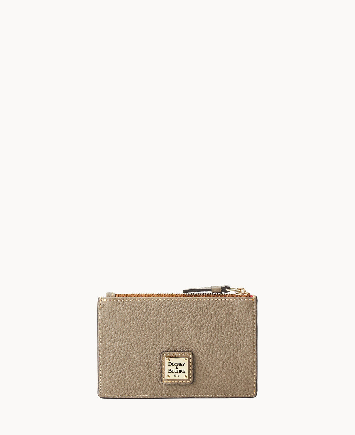 Pebble Grain Zip Credit Card Case - Taupe