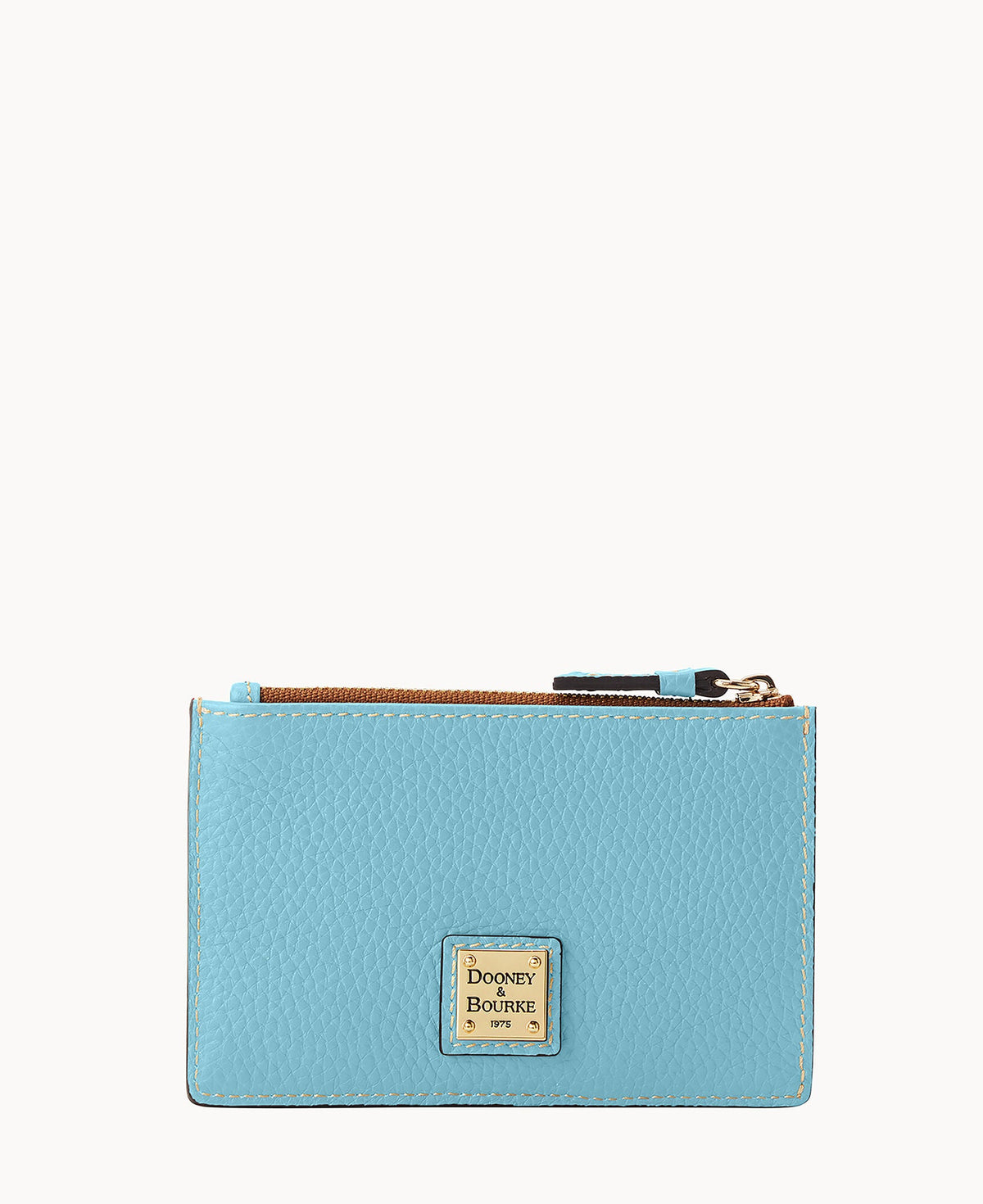 Pebble Grain Zip Credit Card Case - Caribbean Blue