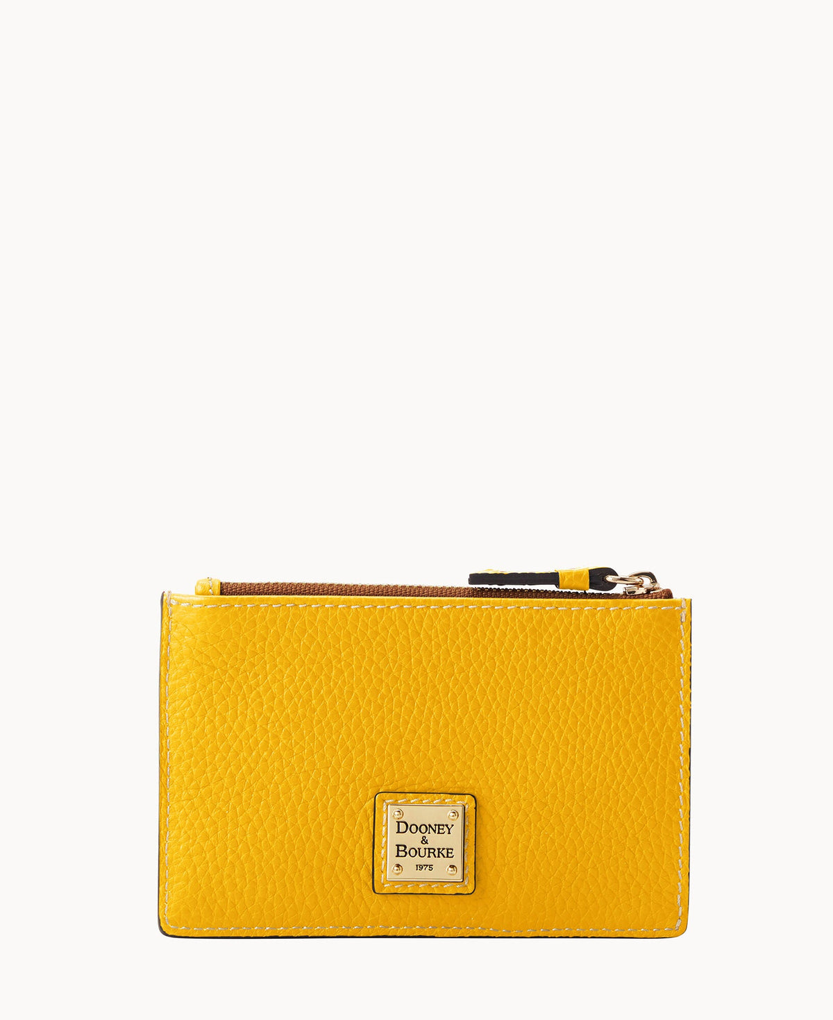 Pebble Grain Zip Credit Card Case - Dandelion