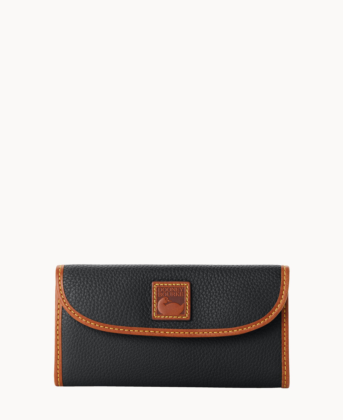 Pebble Grain Continental Clutch - Black