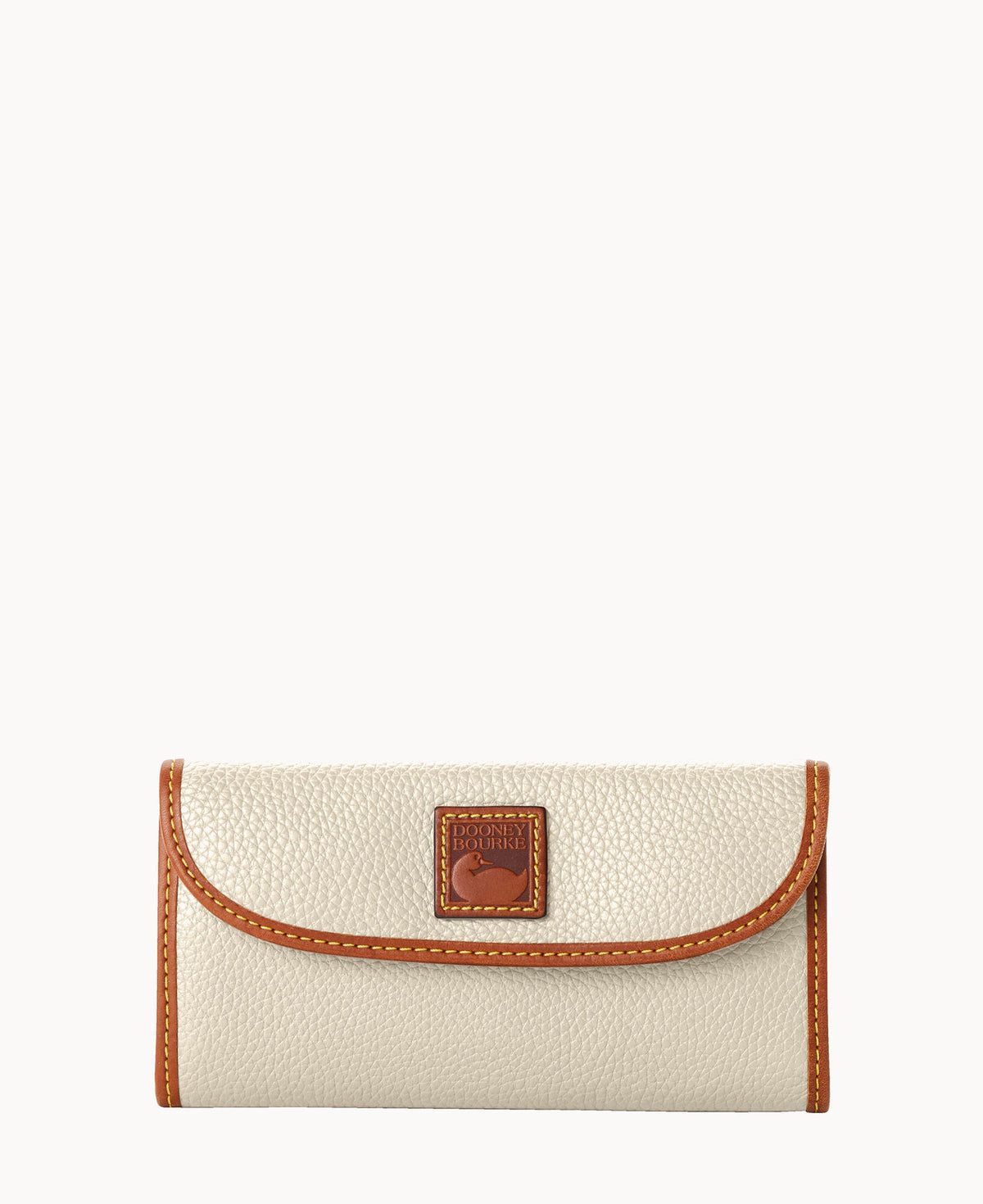 Pebble Grain Continental Clutch - Bone