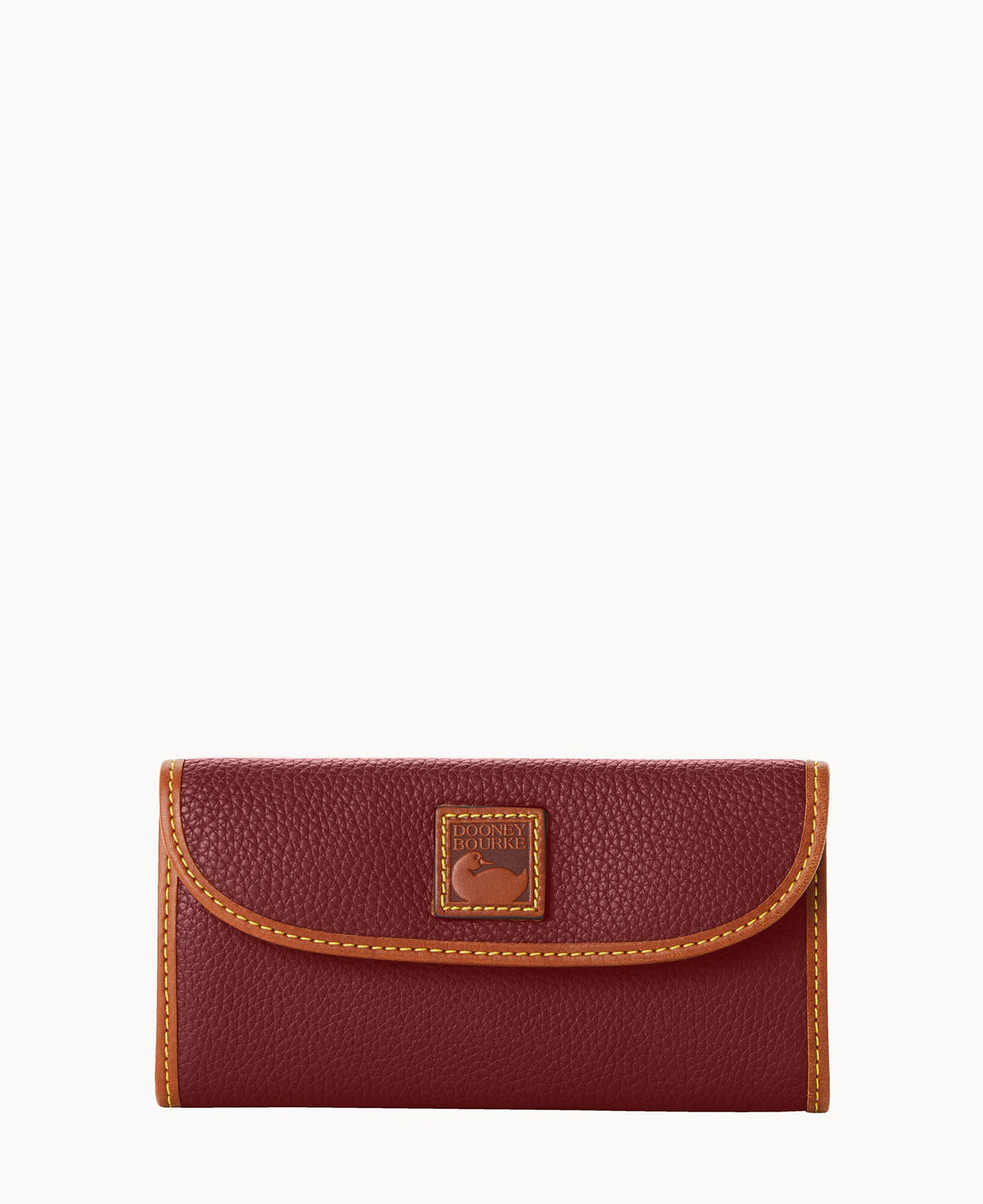 Pebble Grain Continental Clutch - Bordeaux