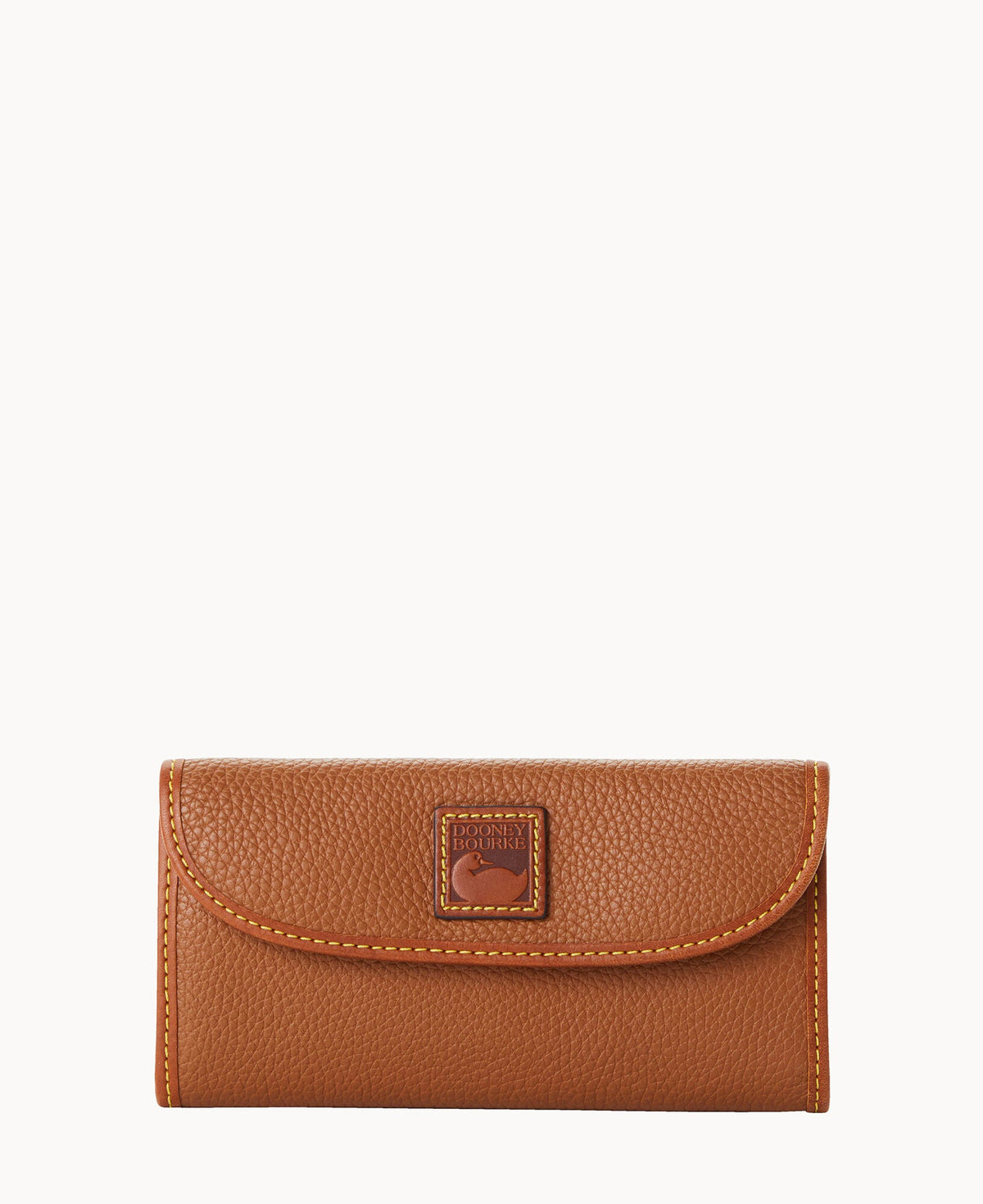 Pebble Grain Continental Clutch - Caramel