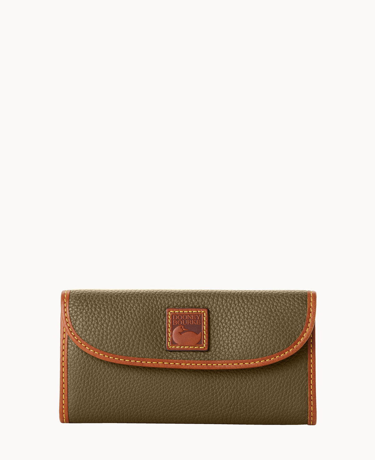Pebble Grain Continental Clutch - Olive
