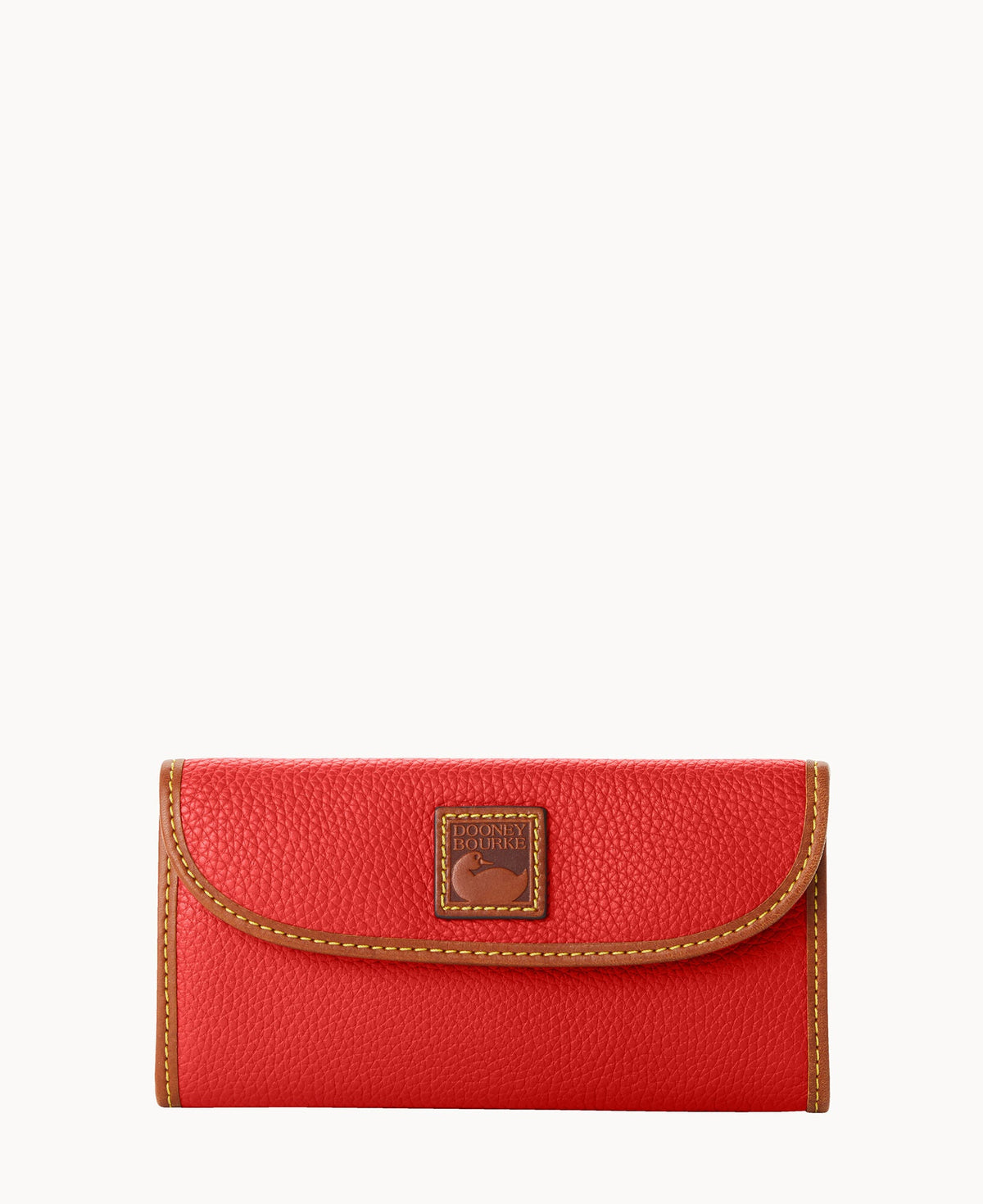Pebble Grain Continental Clutch - Red