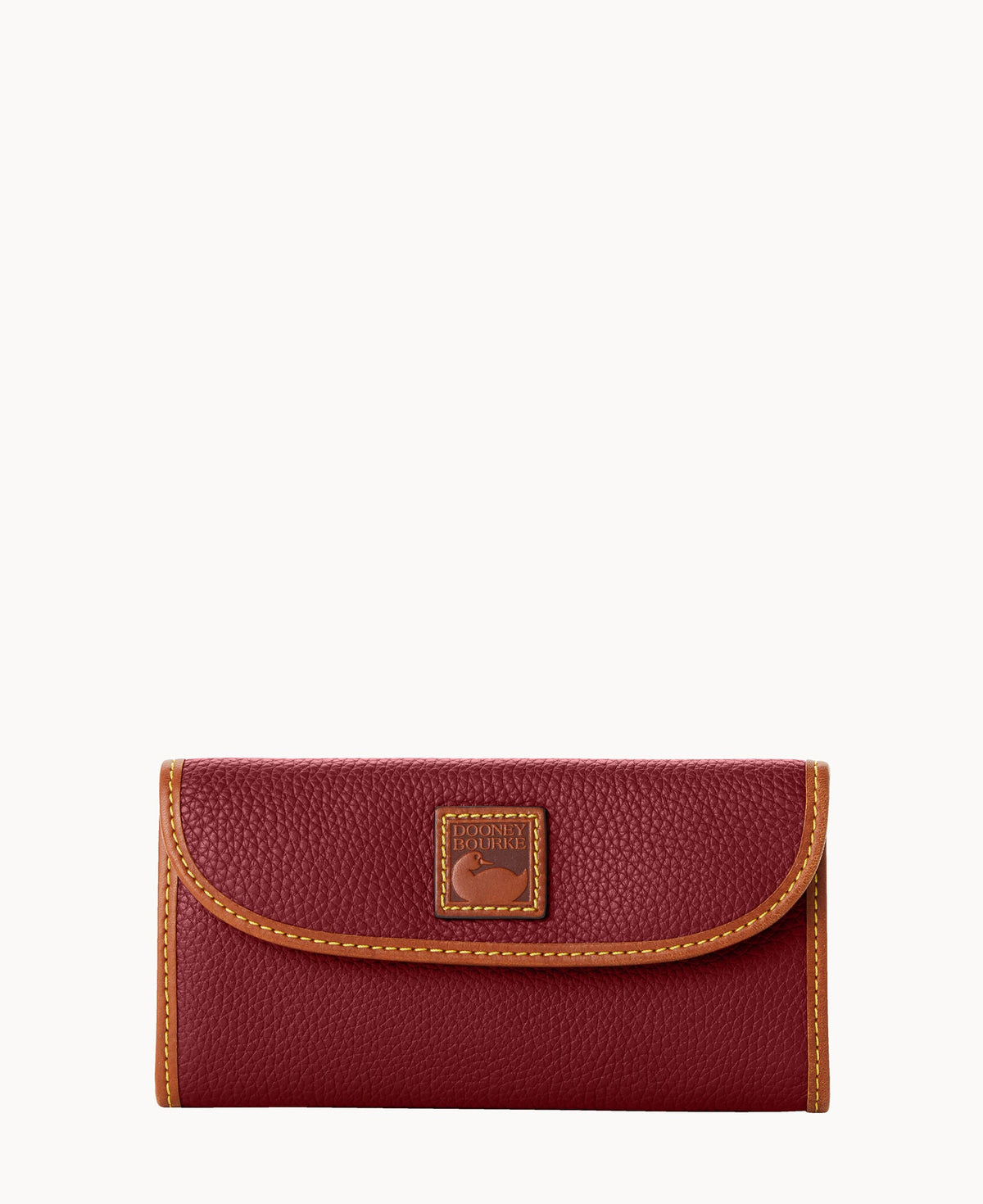 Pebble Grain Continental Clutch - Wine