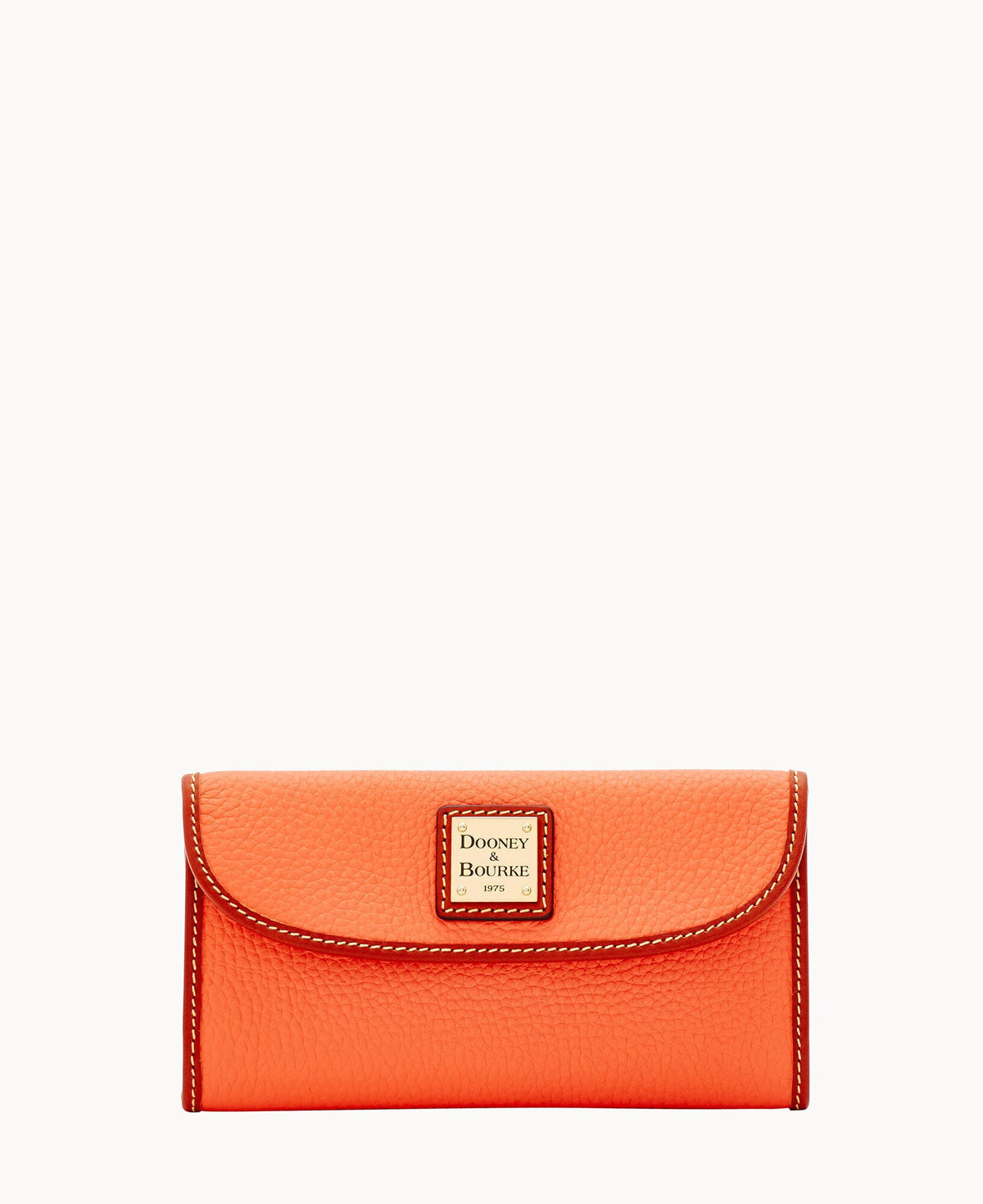Pebble Grain Continental Clutch - Coral