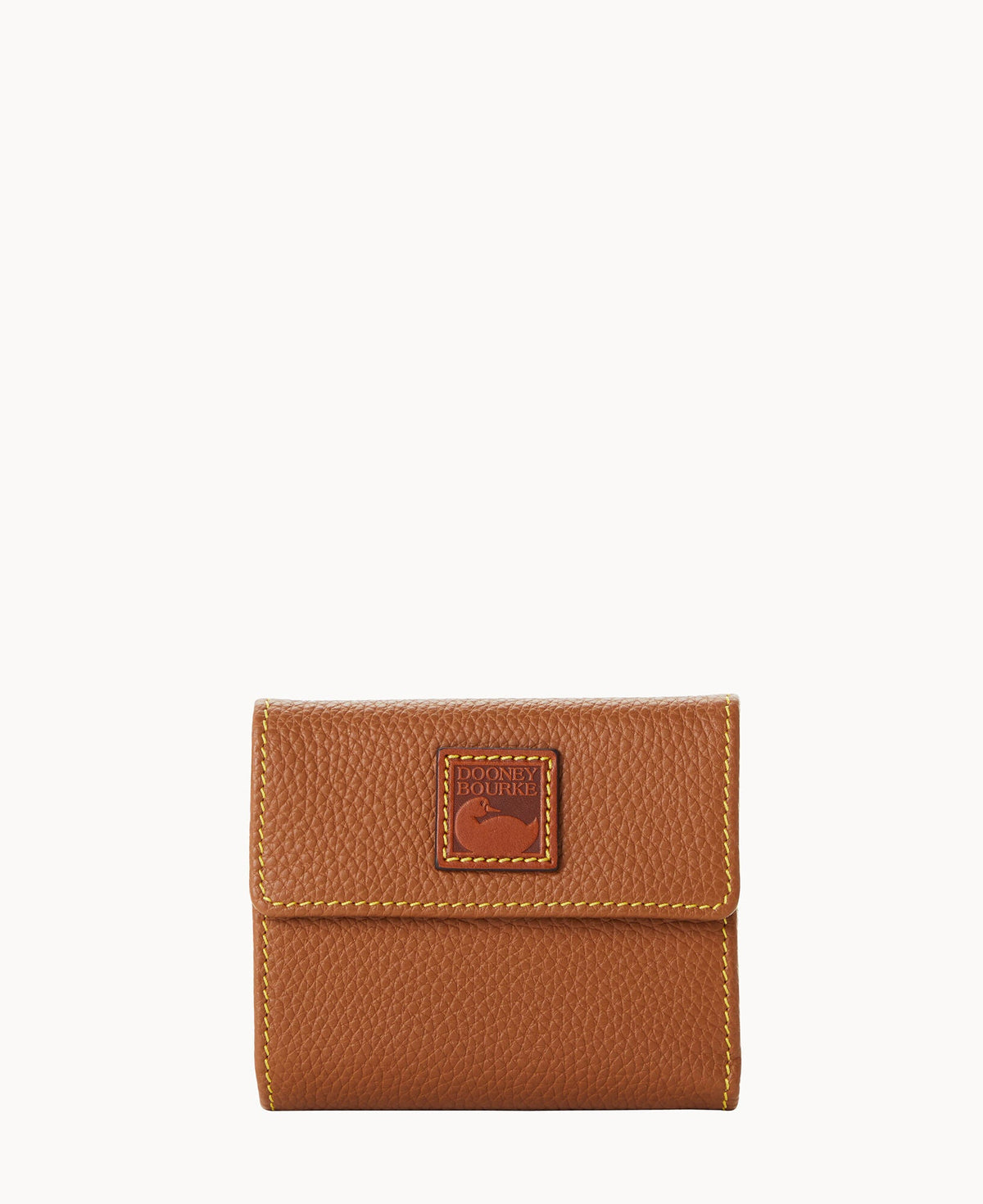 Pebble Grain Small Flap Wallet - Caramel