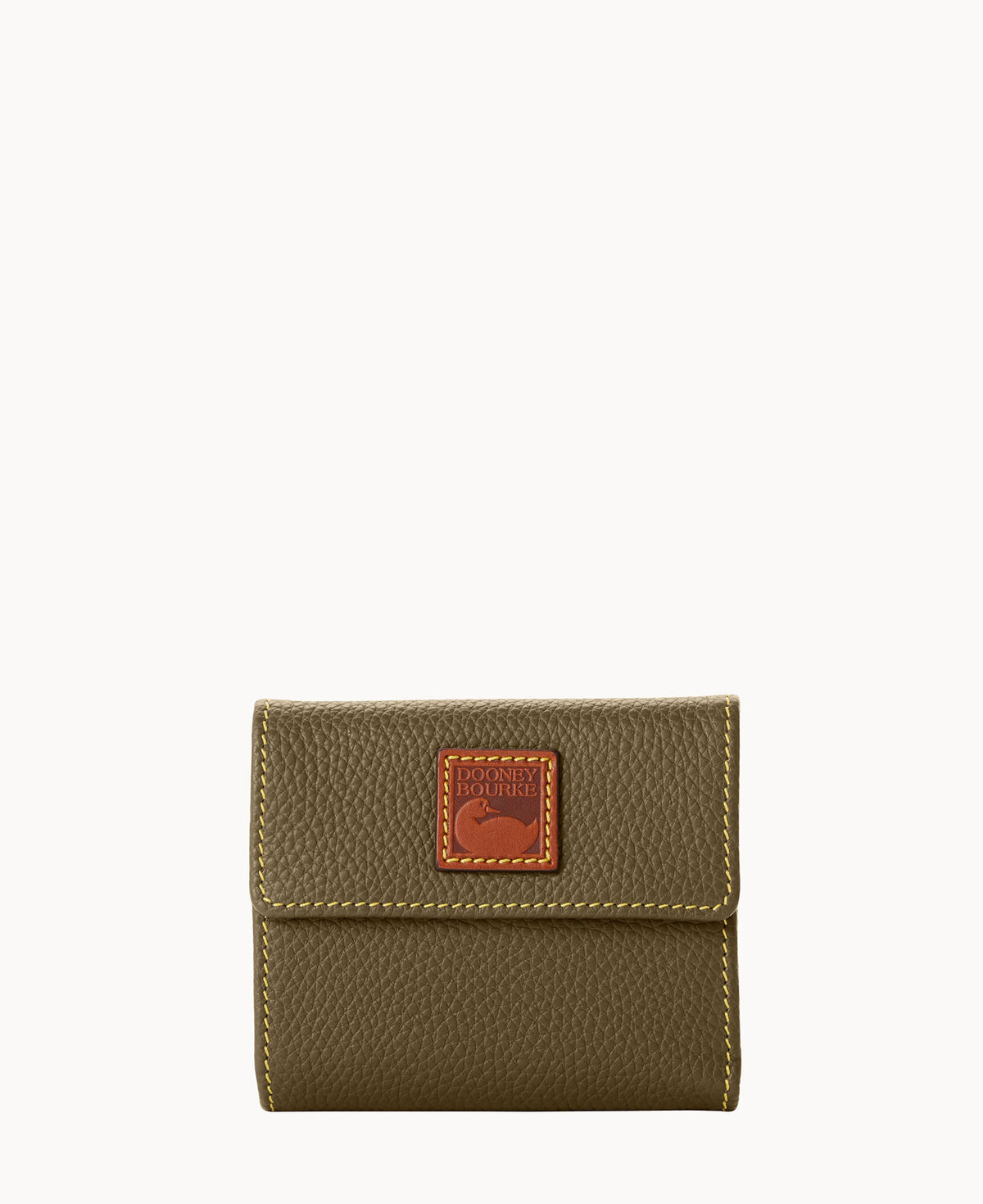 Pebble Grain Small Flap Wallet - Olive