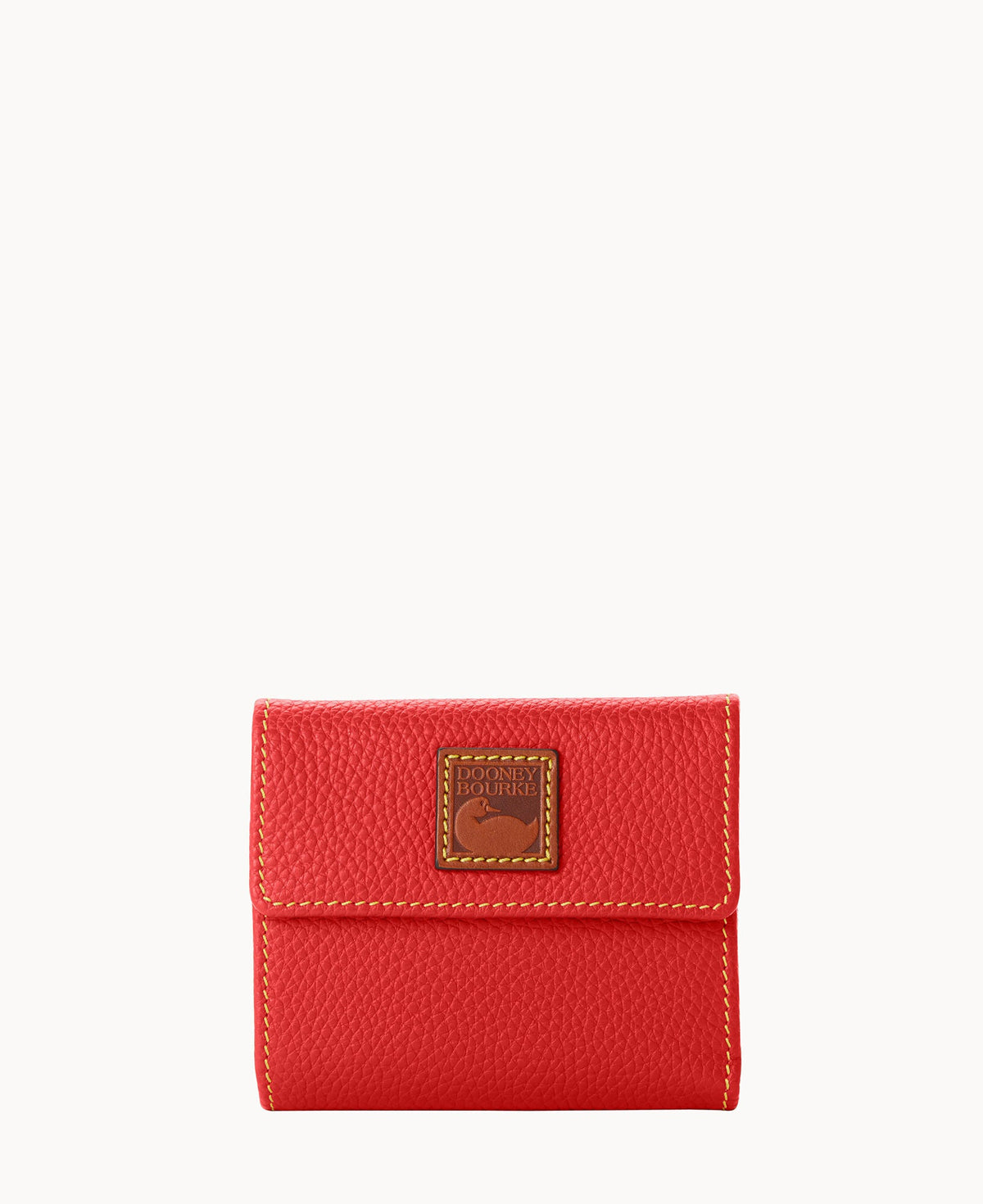 Pebble Grain Small Flap Wallet - Red