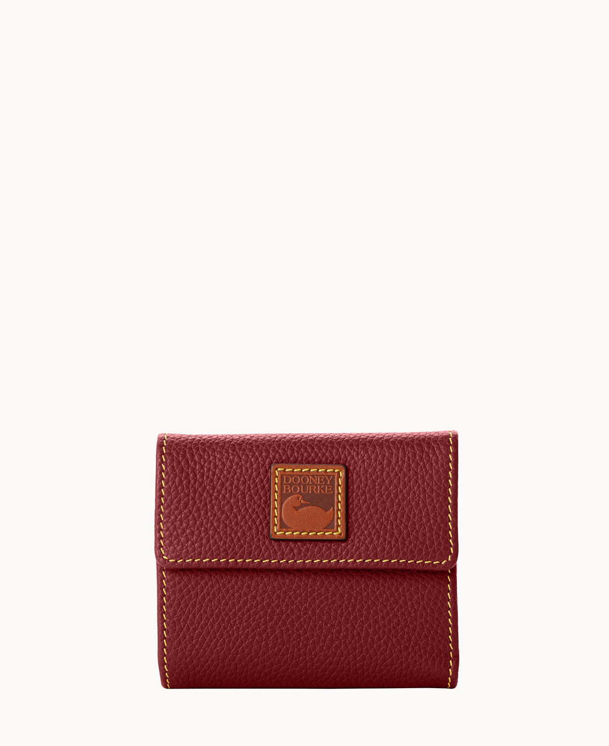 Pebble Grain Small Flap Wallet - Wine