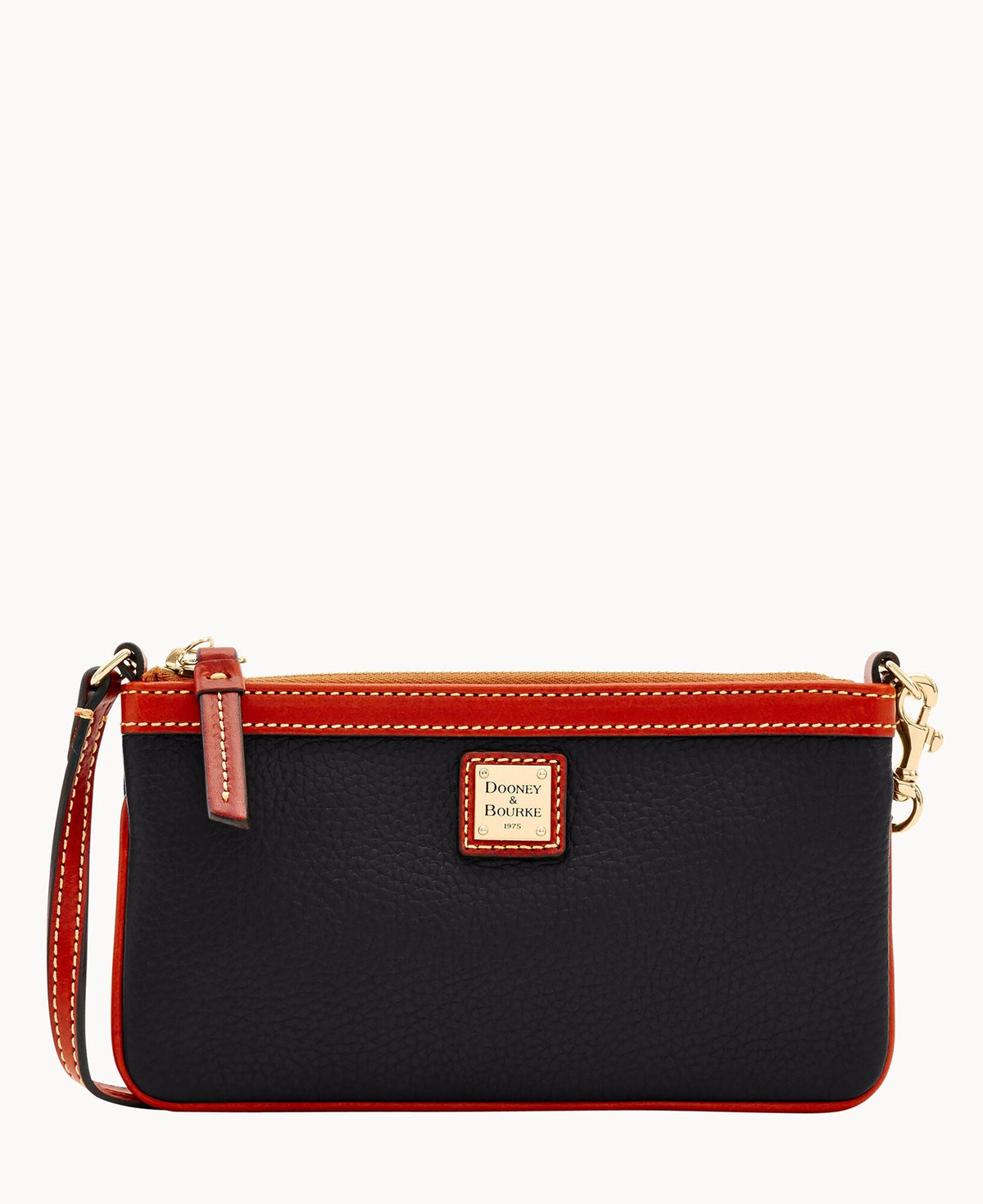 Pebble Grain Large Slim Wristlet - Black