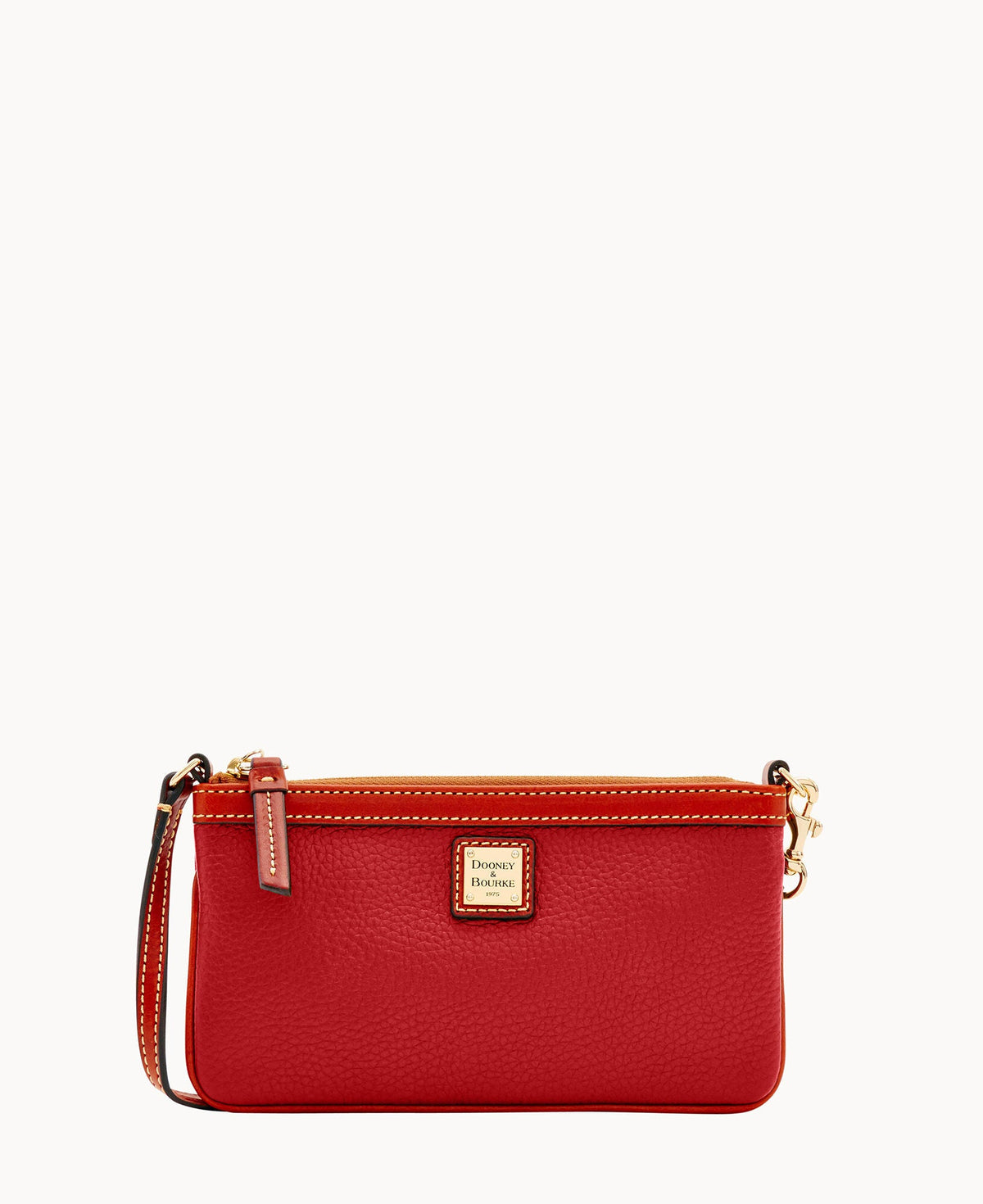 Pebble Grain Large Slim Wristlet - Red