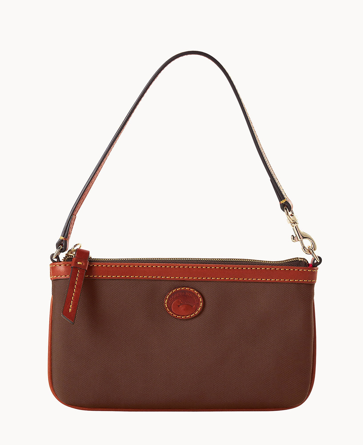 Nylon Large Slim Wristlet - Brown