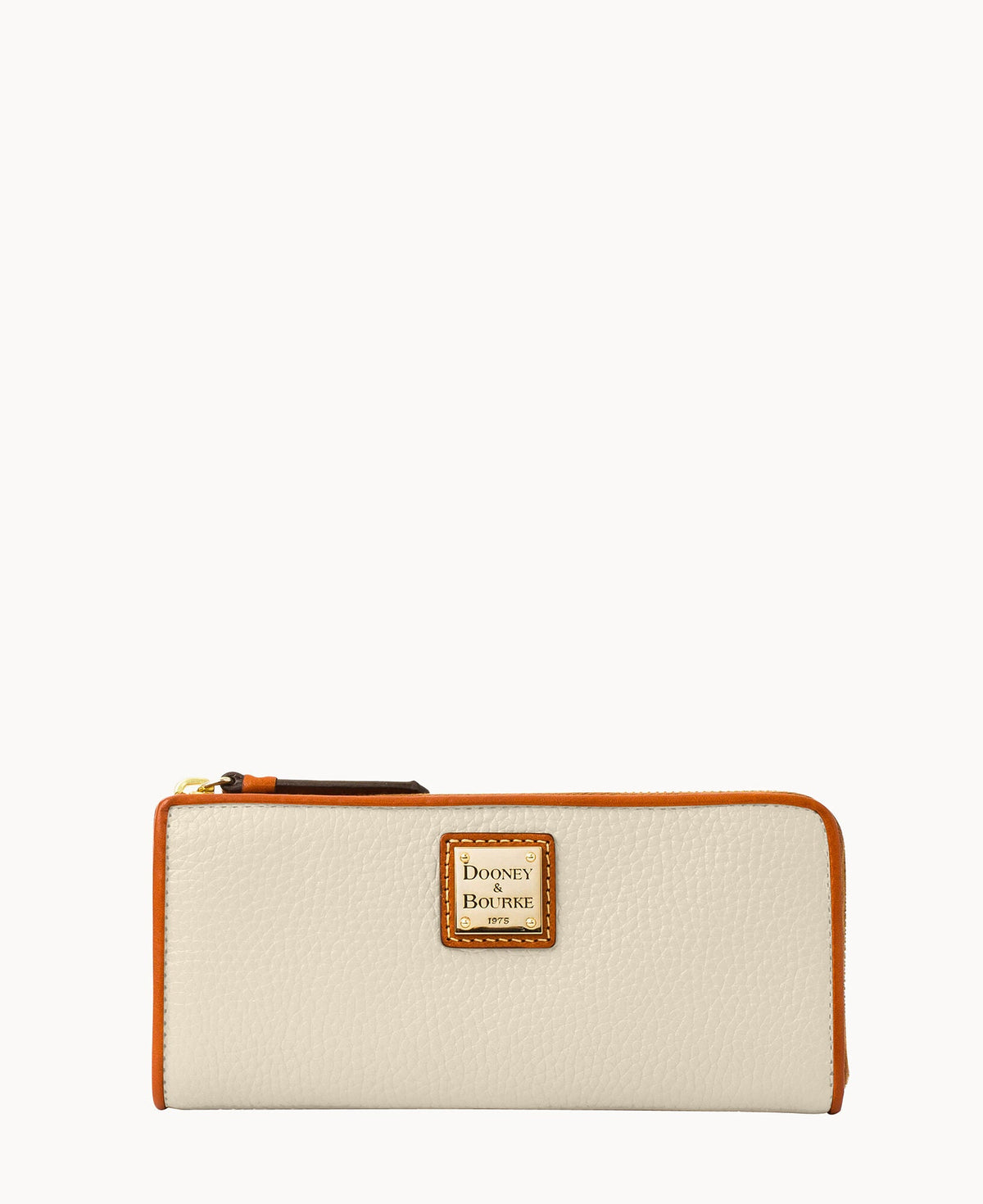 Pebble Grain Zip Clutch - Bone