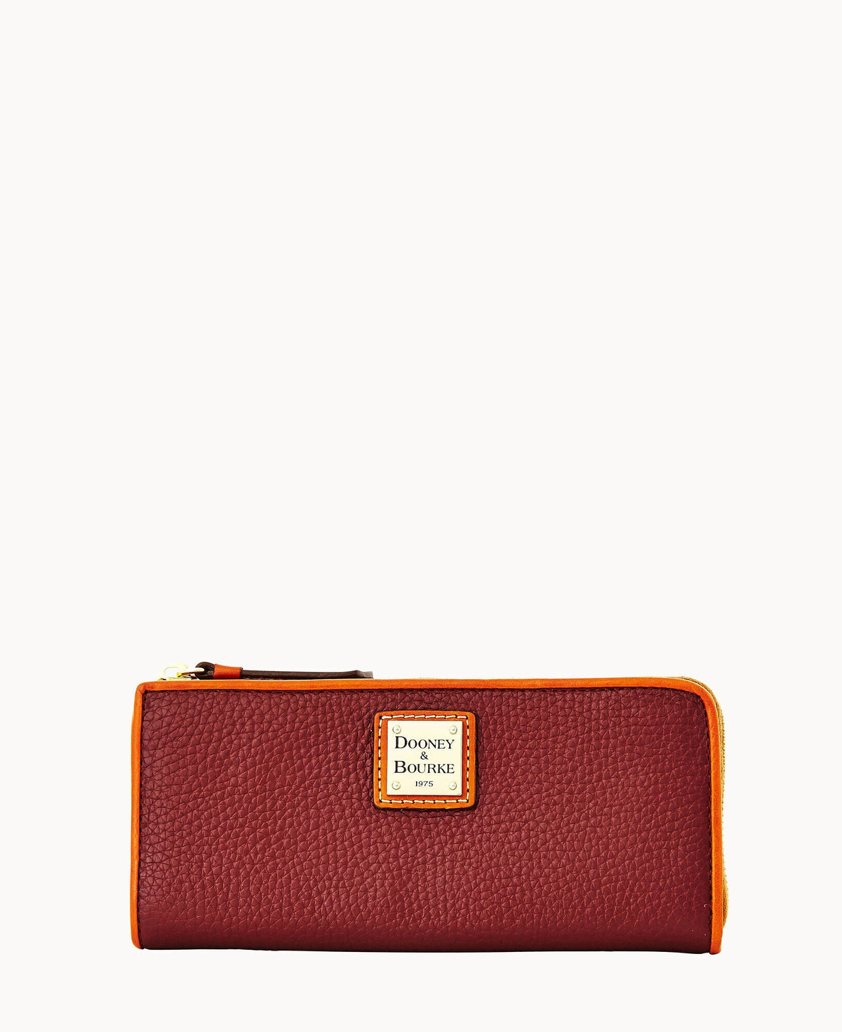 Pebble Grain Zip Clutch - Bordeaux