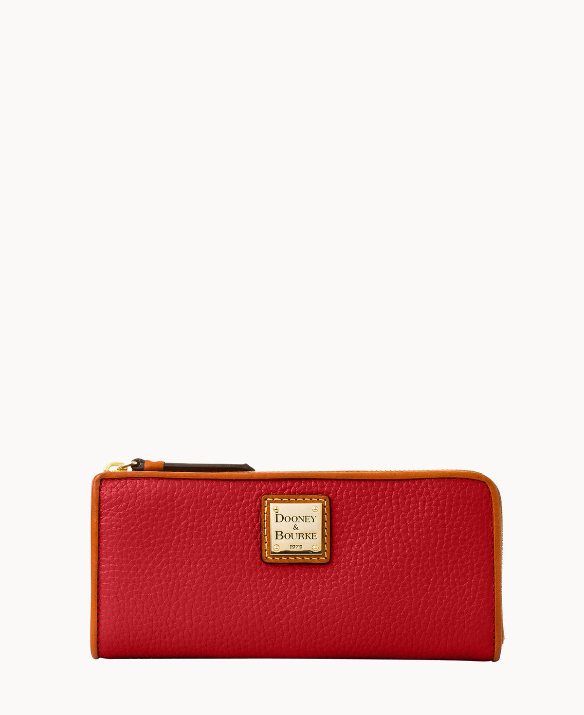 Pebble Grain Zip Clutch - Red