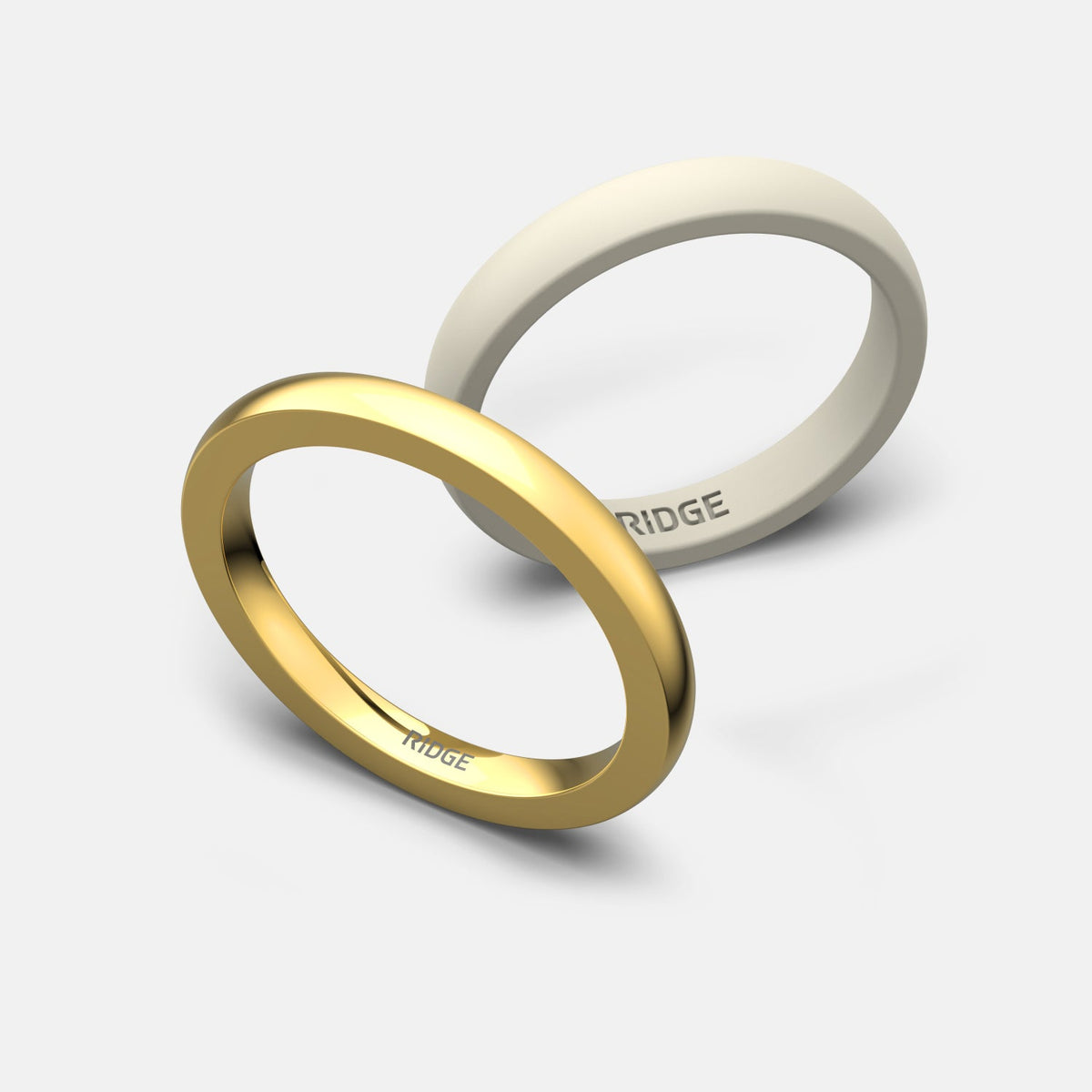 Ridge 2mm Rounded Ring Set - 14K Yellow Gold - Image 4