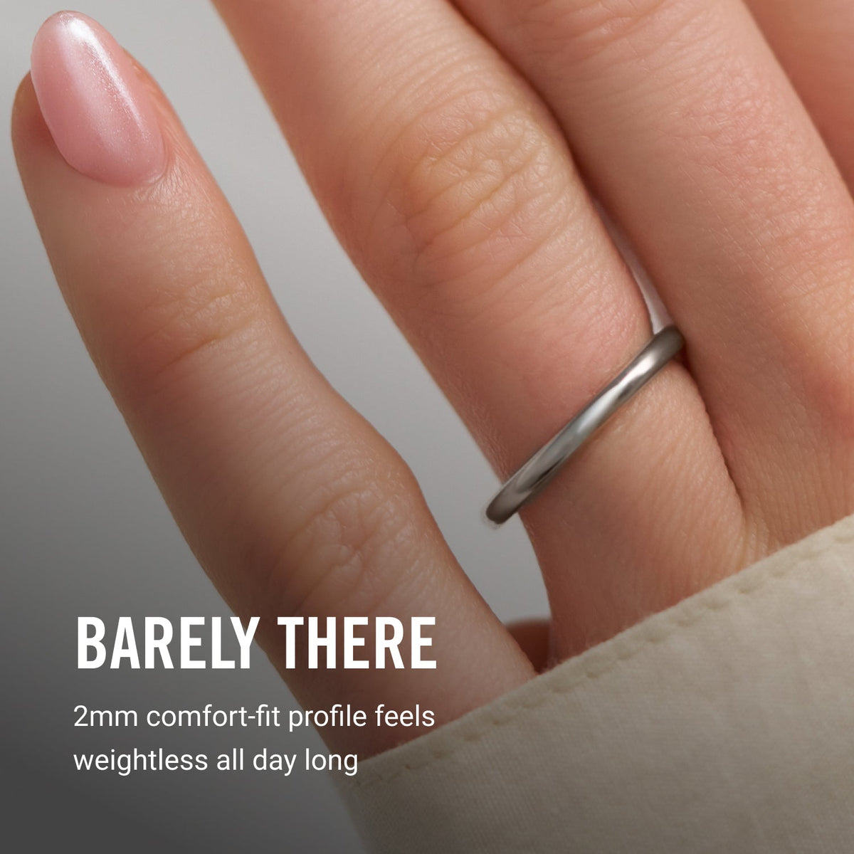 Ridge 2mm Rounded Ring Set - 14K White Gold - Image 9