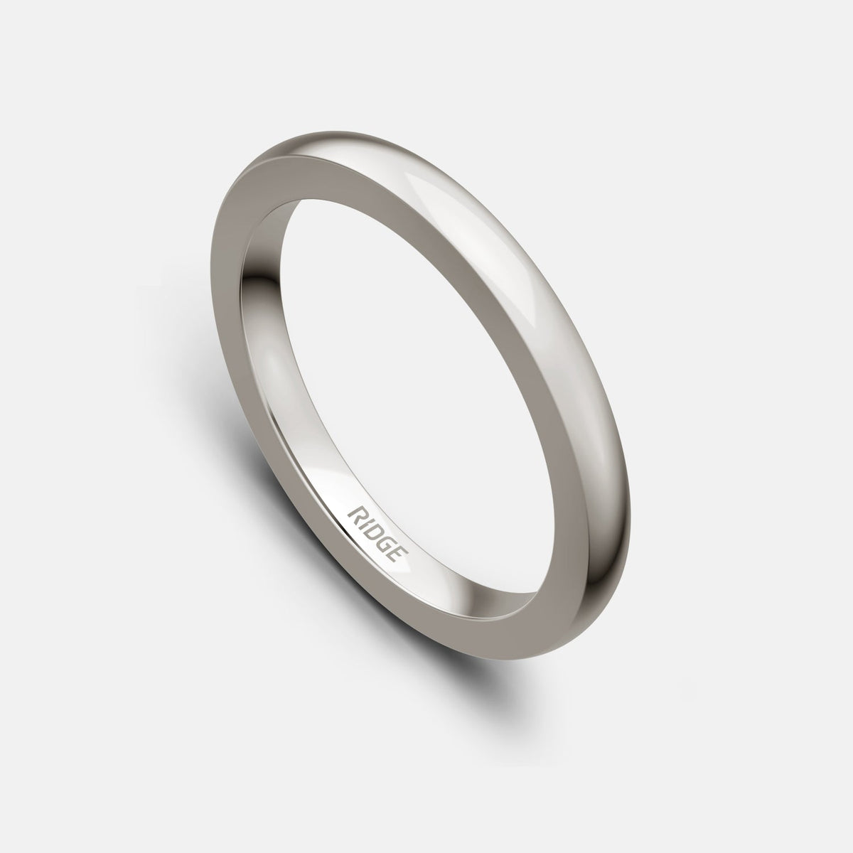 Ridge 2mm Rounded Ring Set - 14K White Gold - Image 2