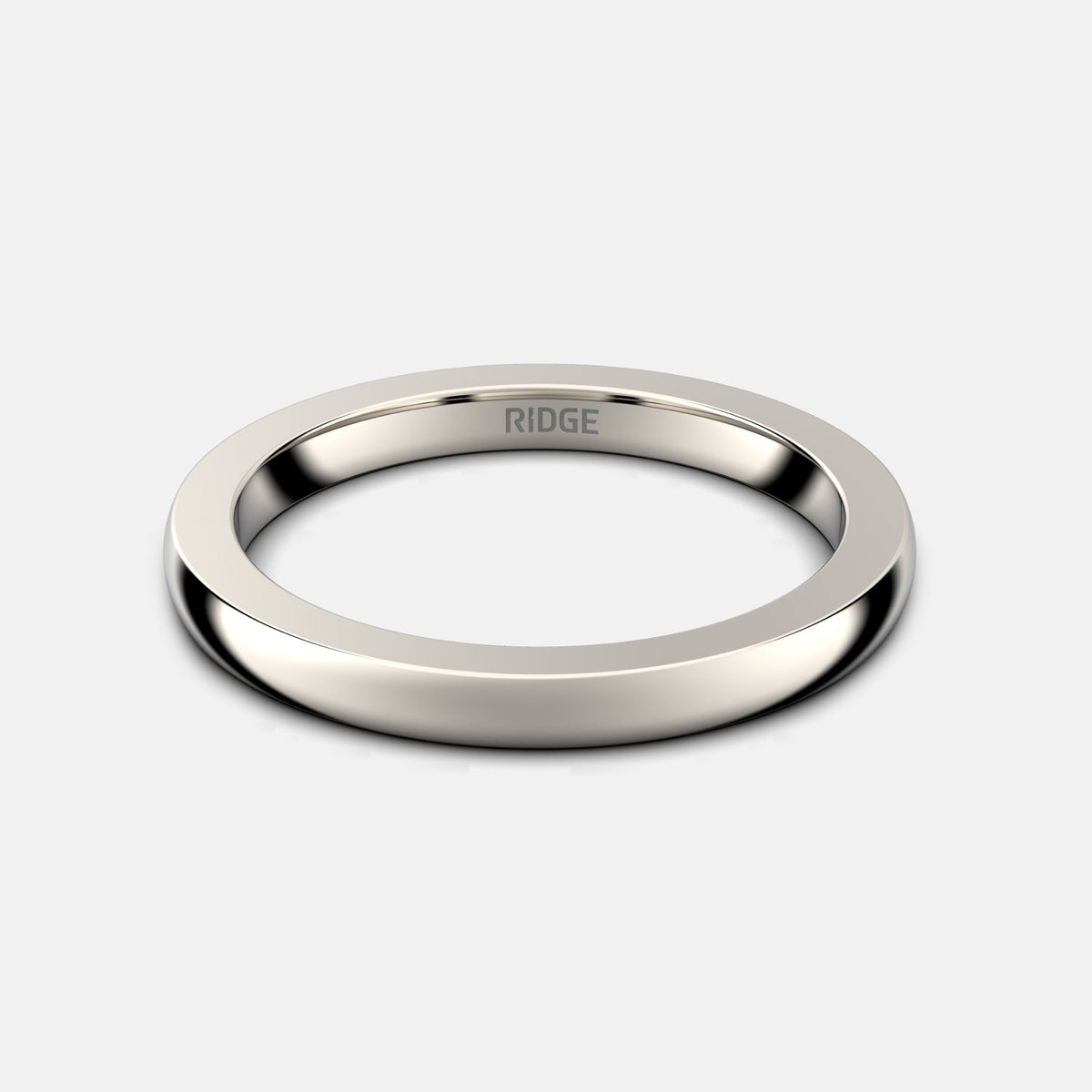 Ridge 2mm Rounded Ring Set - 14K White Gold - Image 3