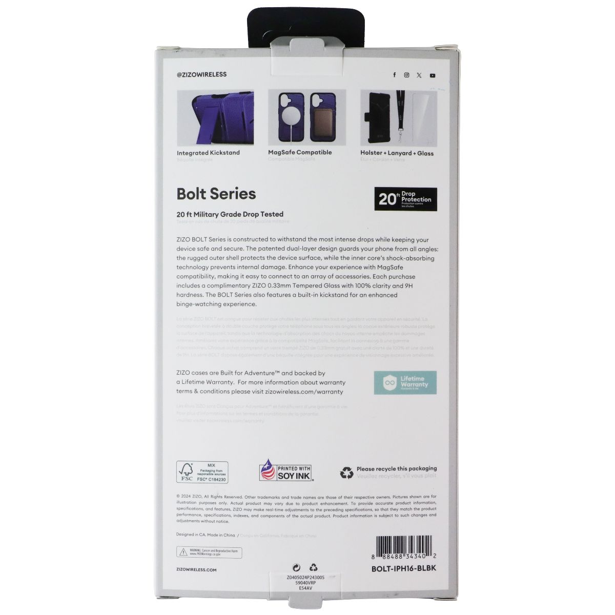ZIZO Bolt Series Bundle (MagSafe Case/Holster/Screen) for Apple iPhone 16 - Blue - New - Image 2