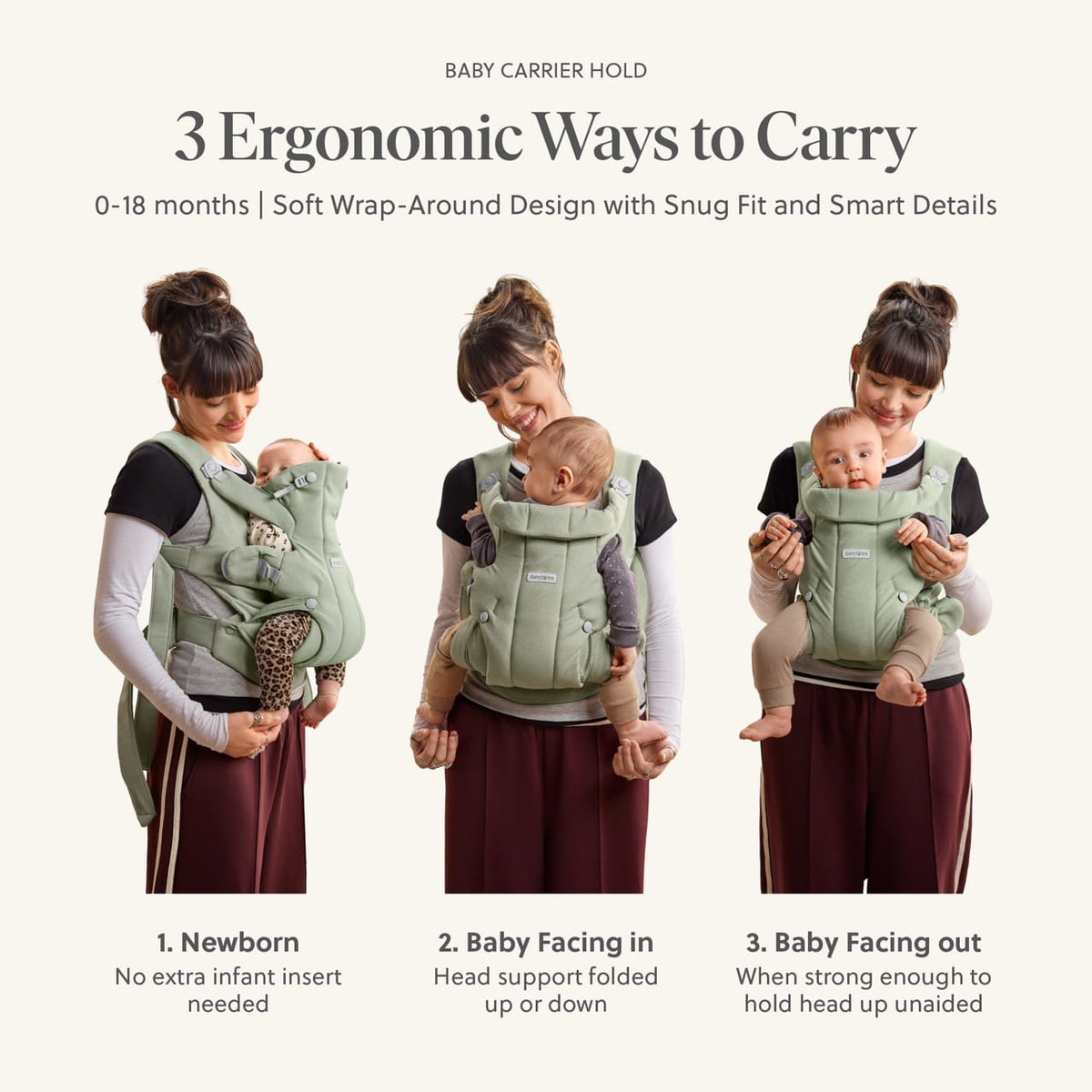 BabyBjörn Baby Carrier Hold - Woven, Sand Gray - Image 4
